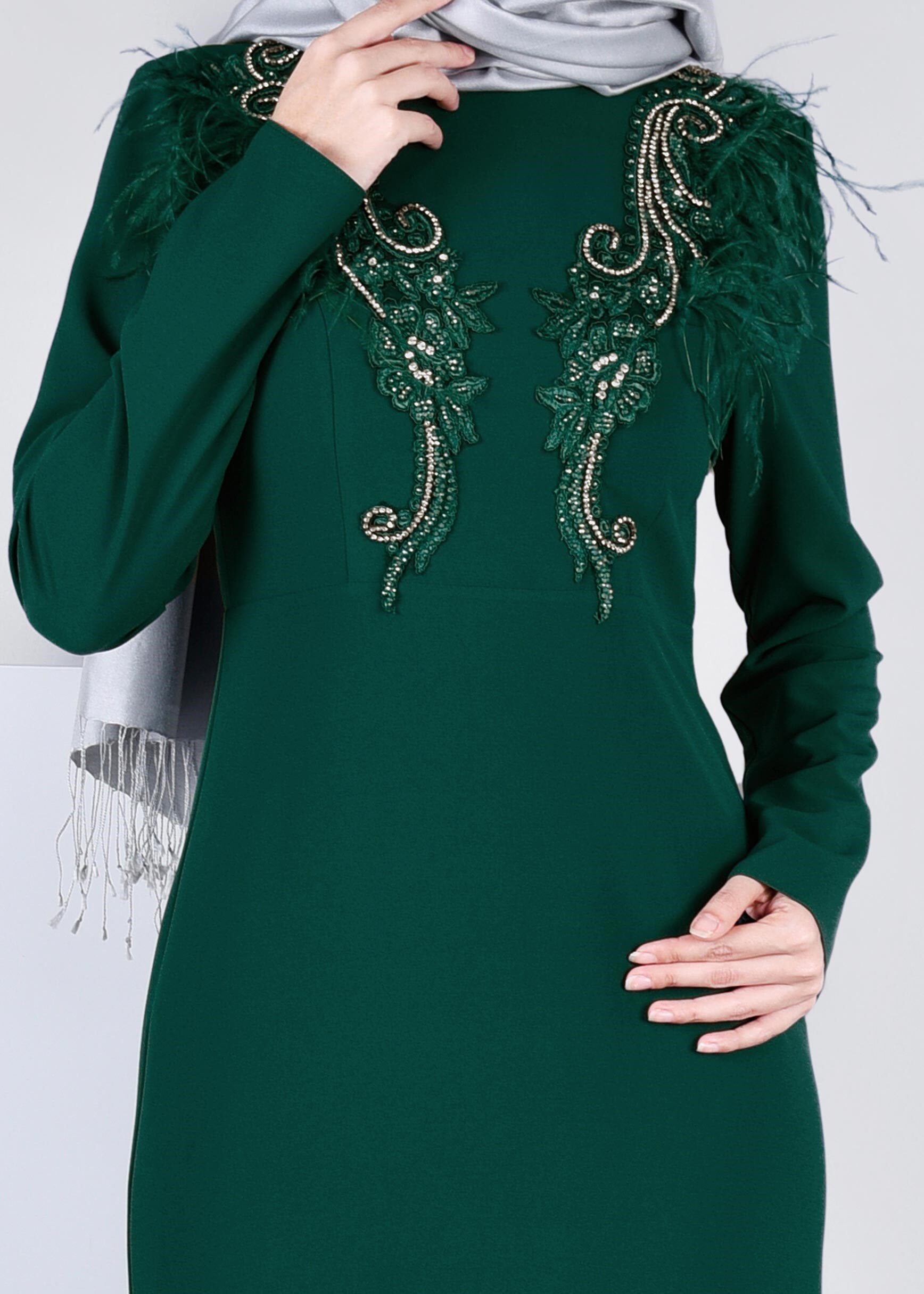 Tesettür giyim YEŞİL 5319 CAMİLA 6385 ABİYE 38/42 TEK38