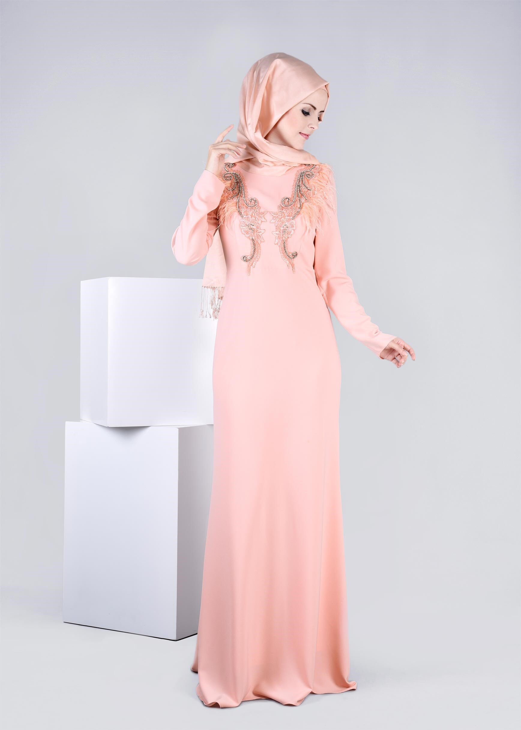 Tesettür giyim PEMBE 5319 CAMİLA 6385 ABİYE 38/42 TEK38