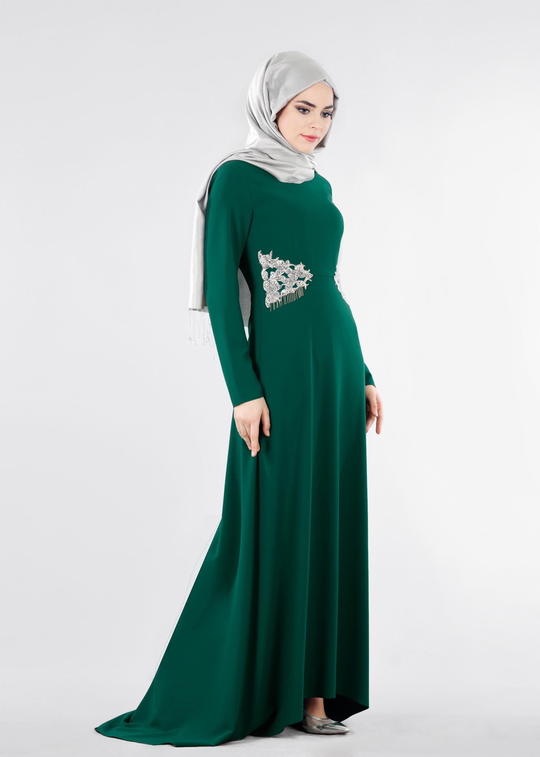 Tesettür giyim YEŞİL 5320 CAMİLA 6385 TESETTÜR ABİYE 38/42 TEK40
