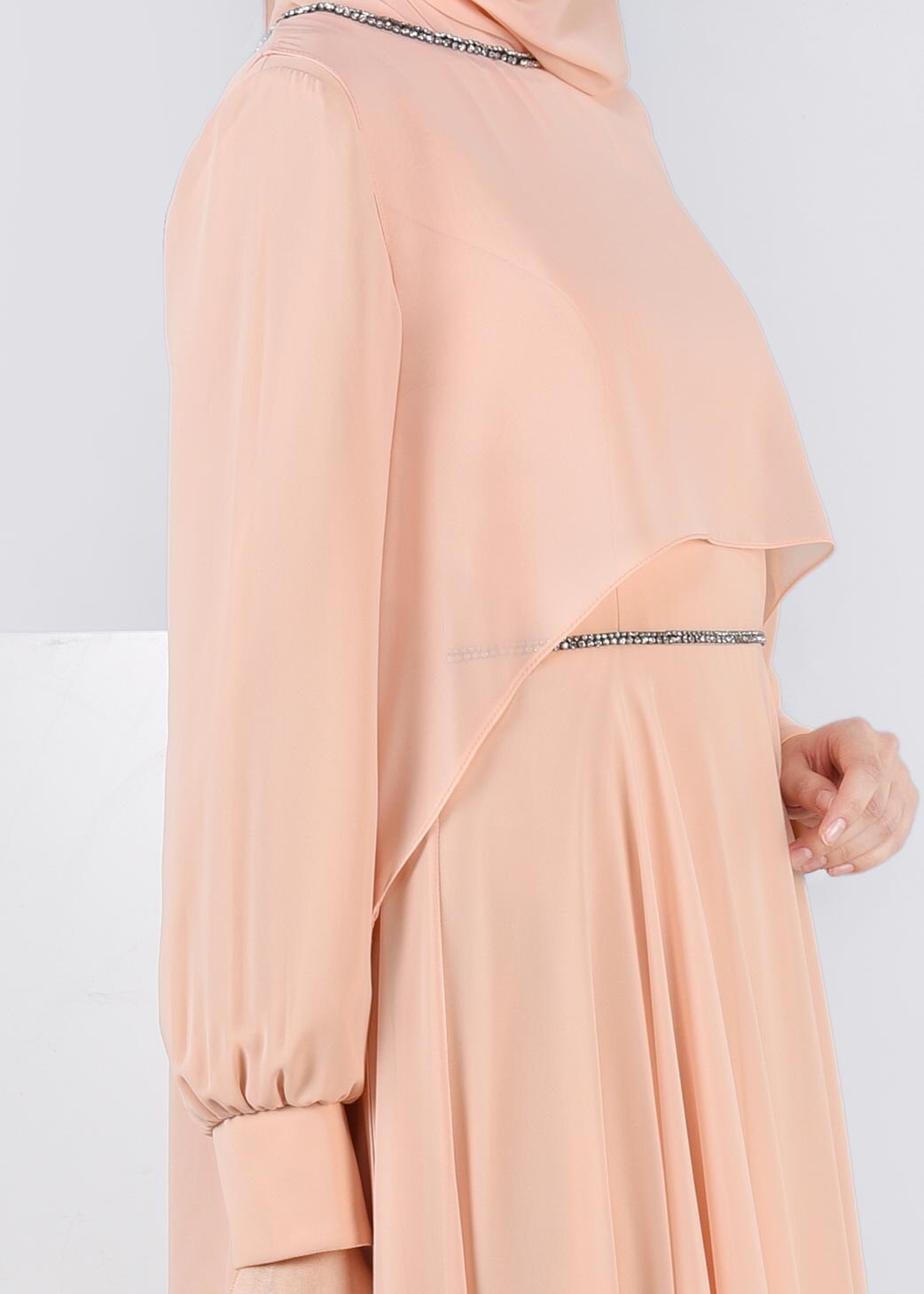 Tesettür giyim PUDRA 5322 NEW MULTİ ŞİFON TESETTÜR 2&prime;Lİ ELB.ABİYE 38/42 TEK40