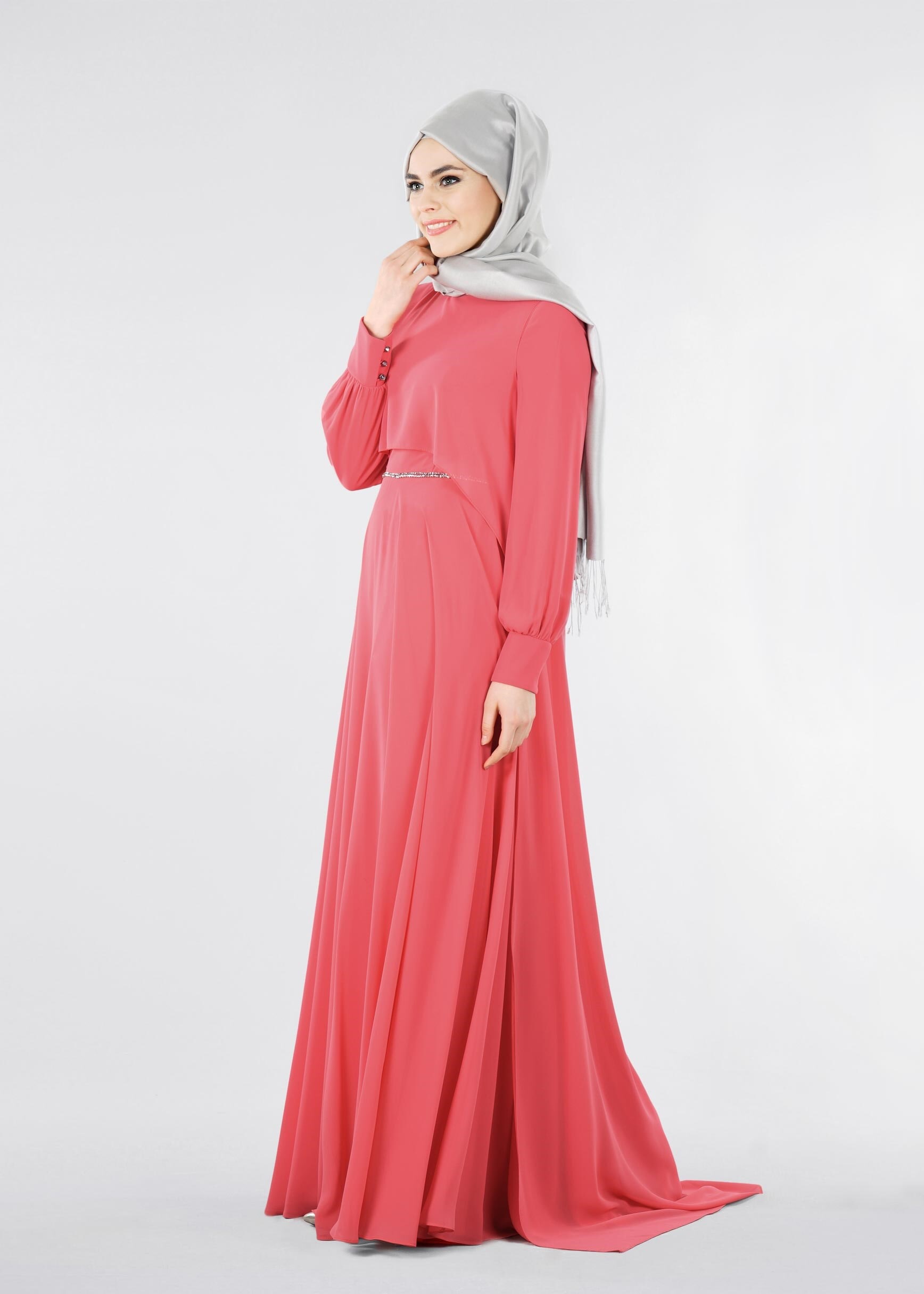 Tesettür giyim MERCAN 5322 NEW MULTİ ŞİFON TESETTÜR 2&prime;Lİ ELB.ABİYE 38/42 TEK40