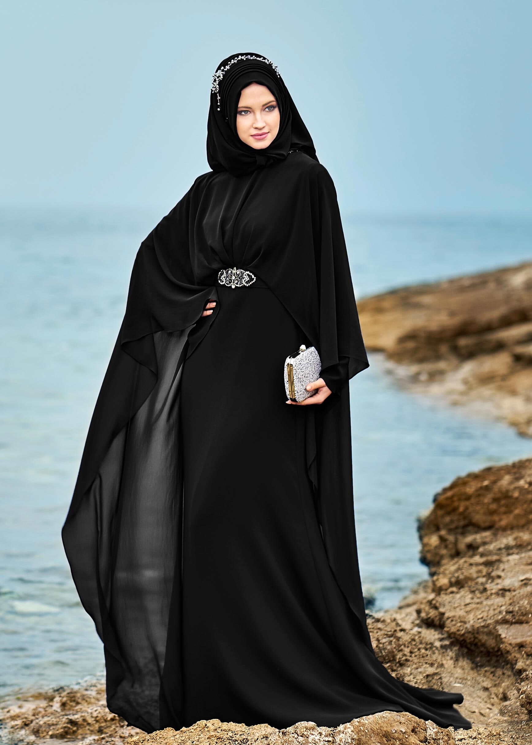 Tesettür giyim SİYAH 5330 NEW SUZANNA TESETTÜR 2&prime;Lİ ELB.ABİYE 38/42 TEK40