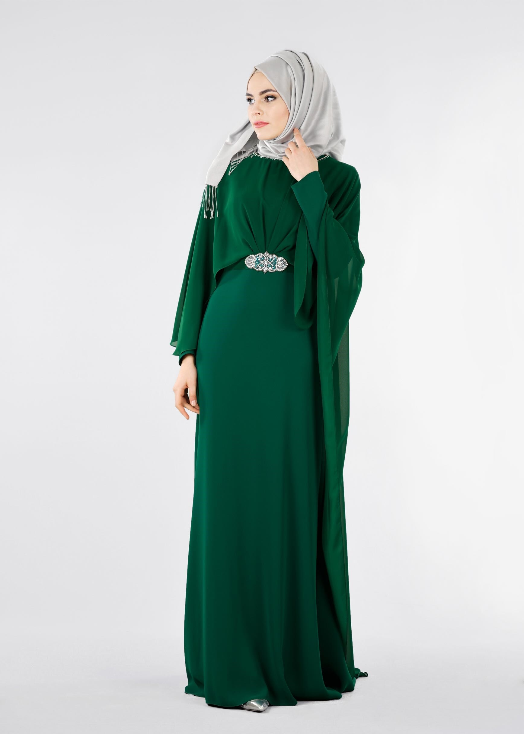 Tesettür giyim YEŞİL 5330 NEW SUZANNA TESETTÜR 2&prime;Lİ ELB.ABİYE 38/42 TEK40