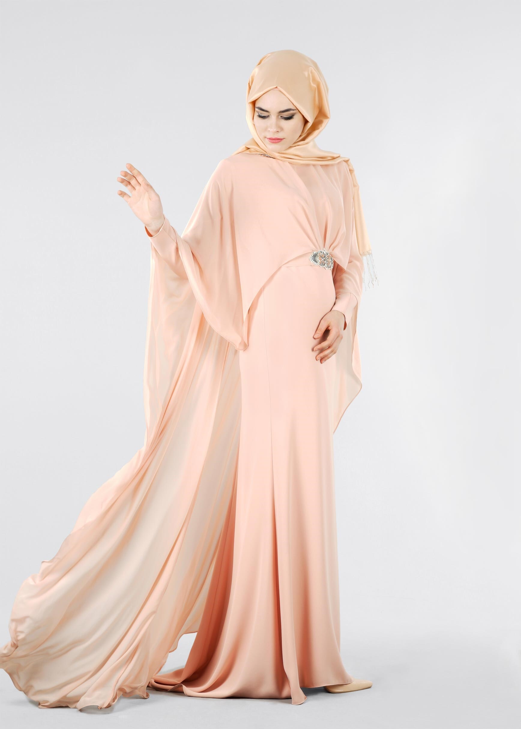 Tesettür giyim PUDRA 5330 NEW SUZANNA TESETTÜR 2&prime;Lİ ELB.ABİYE 38/42 TEK40