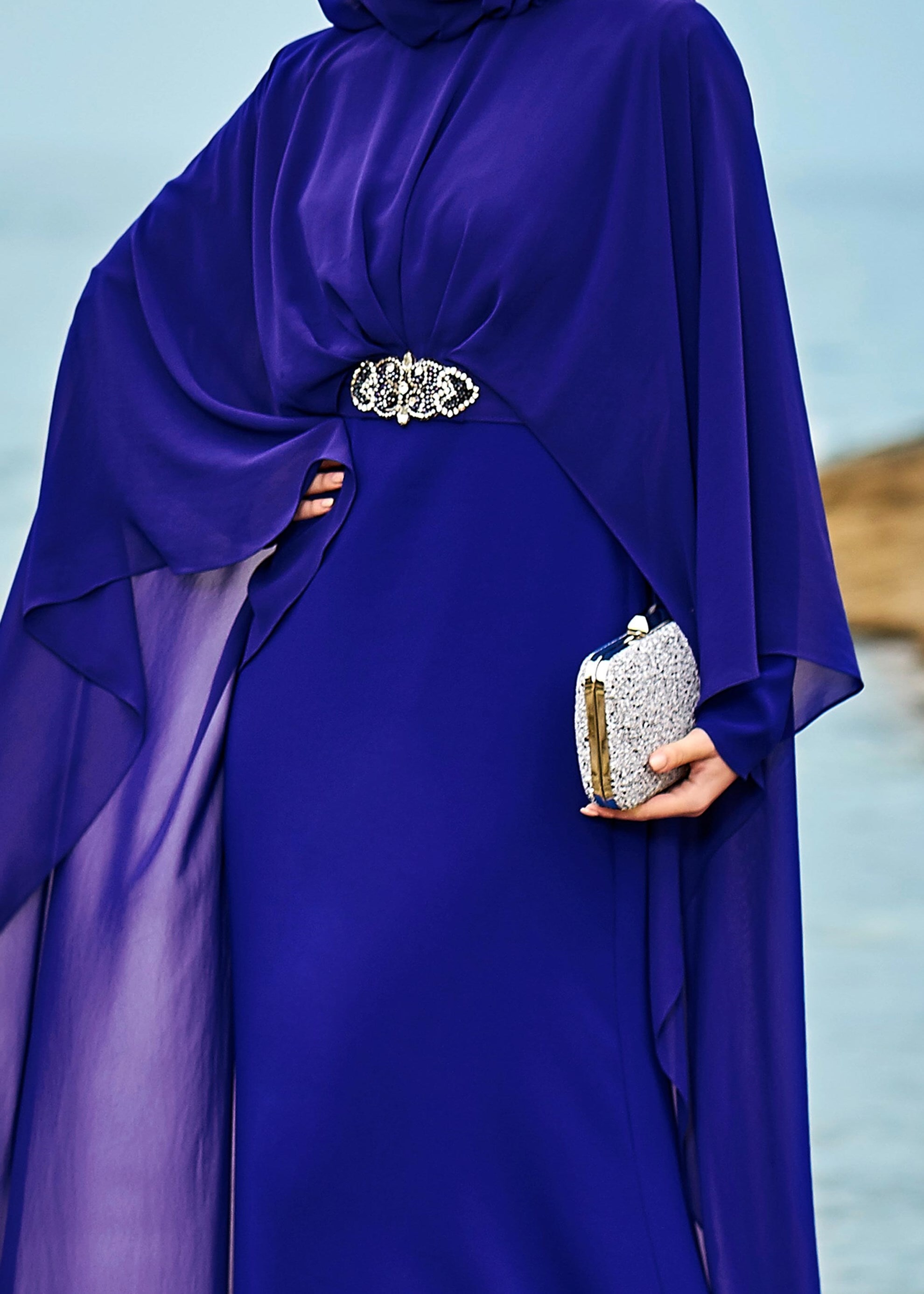 Tesettür giyim MAVİ 5330 NEW SUZANNA TESETTÜR 2&prime;Lİ ELB.ABİYE 38/42 TEK40