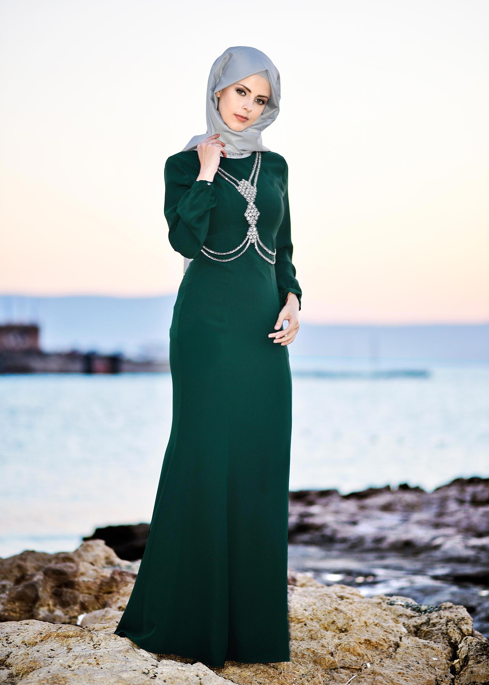 Tesettür giyim YEŞİL 5331 ASLI 5929 TESETTÜR ABİYE 38/42 TEK38