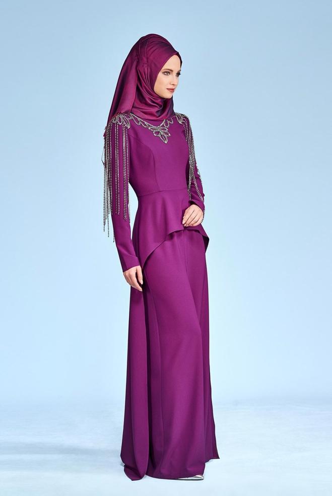 Tesettür giyim  TAŞ İŞLEMELİ ABİYE TULUM 5334 - ALVİNA