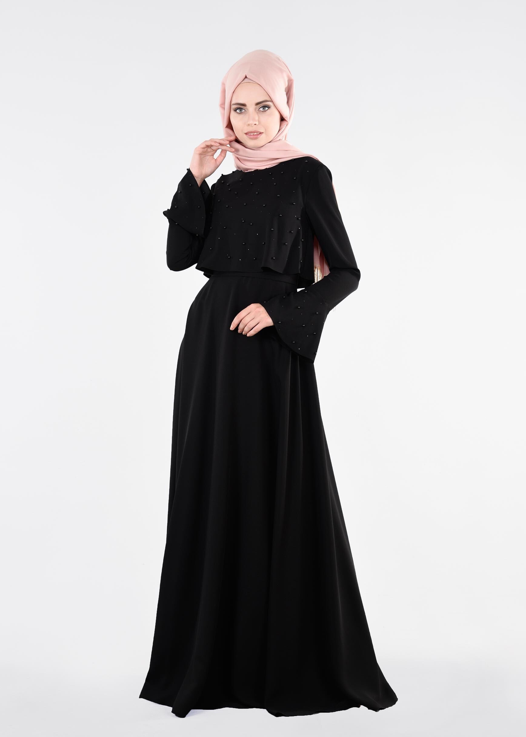 Tesettür giyim SİYAH 5336 PORTRE ABİYE 38/42 TEK38