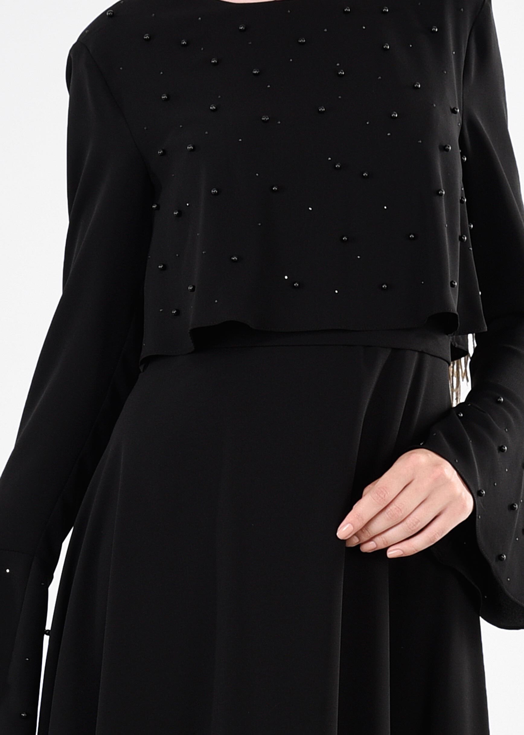 Tesettür giyim SİYAH 5336 PORTRE ABİYE 38/42 TEK38