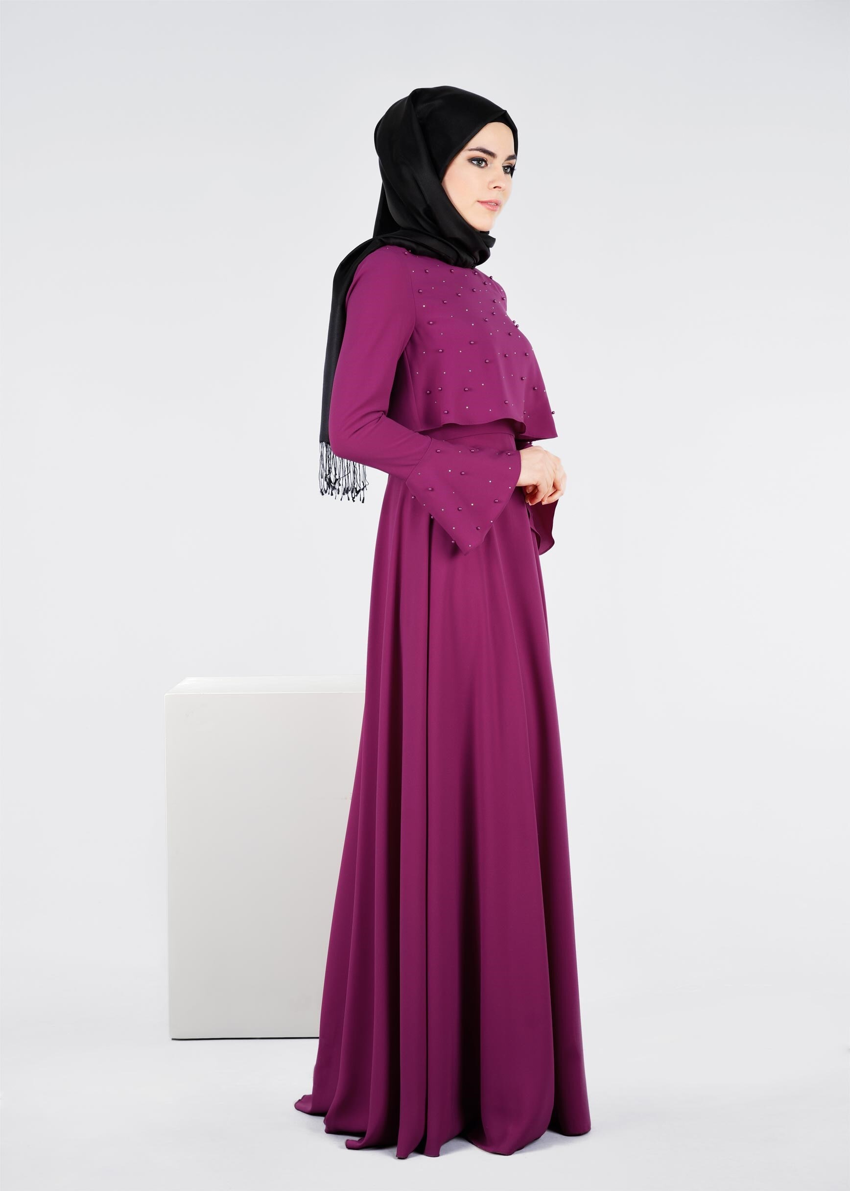 Tesettür giyim MOR 5336 PORTRE ABİYE 38/42 TEK38