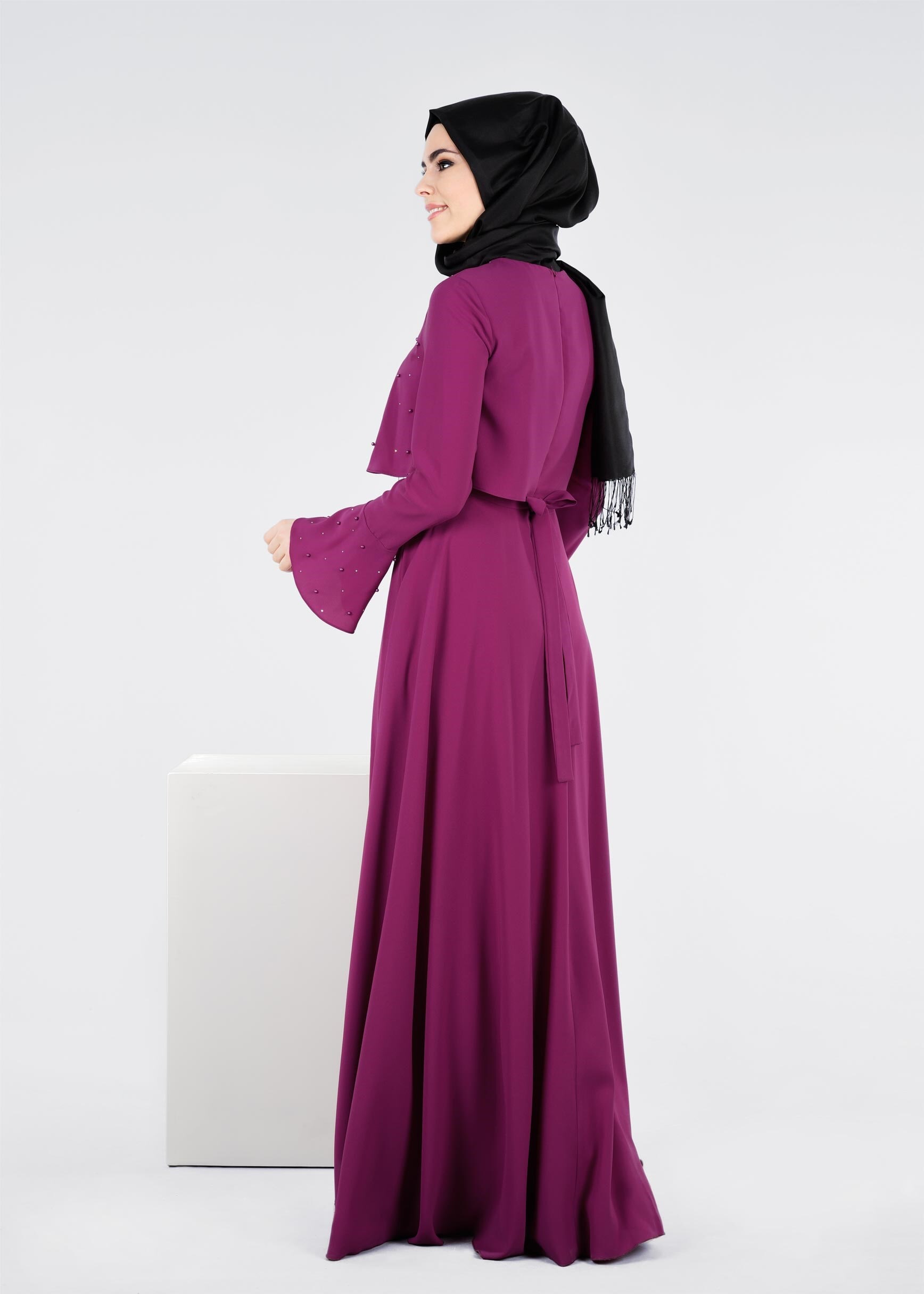 Tesettür giyim MOR 5336 PORTRE ABİYE 38/42 TEK38