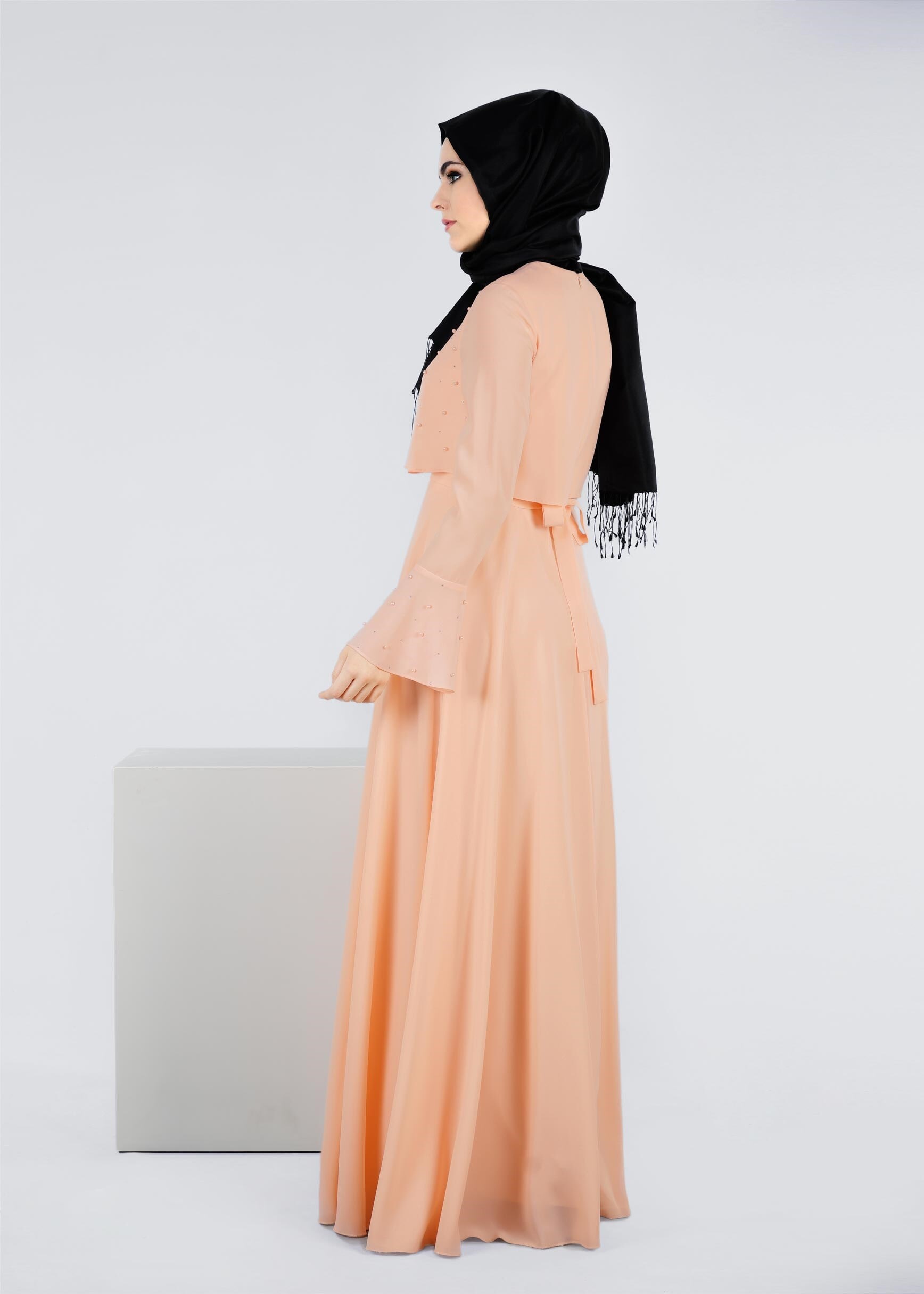 Tesettür giyim PUDRA 5336 PORTRE ABİYE 38/42 TEK38
