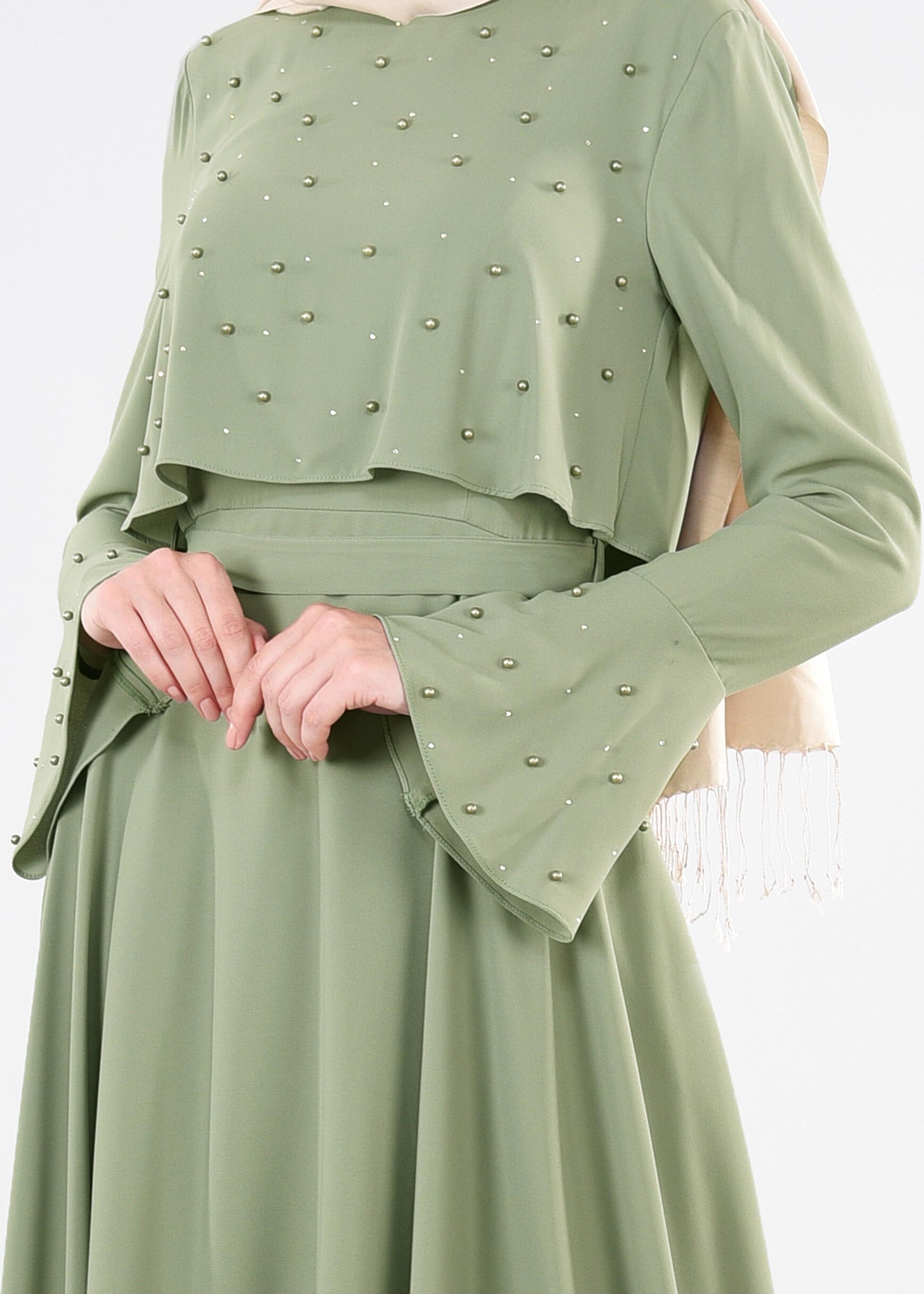 Tesettür giyim YEŞİL 5336 PORTRE ABİYE 38/42 TEK38