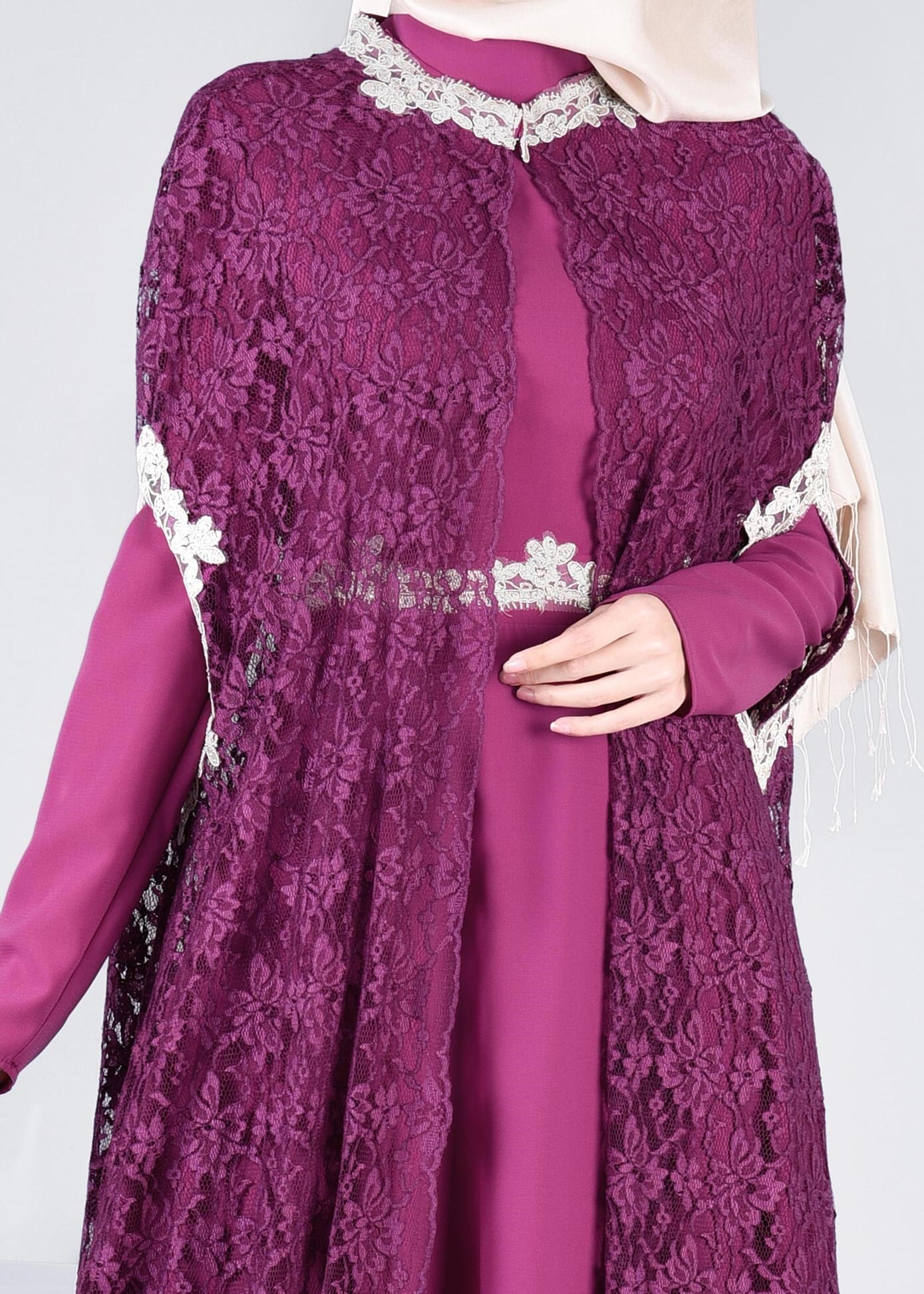 Tesettür giyim MOR 5339 MDD 1091 2&prime;Lİ ELBİSELİ ABİYE 38/42