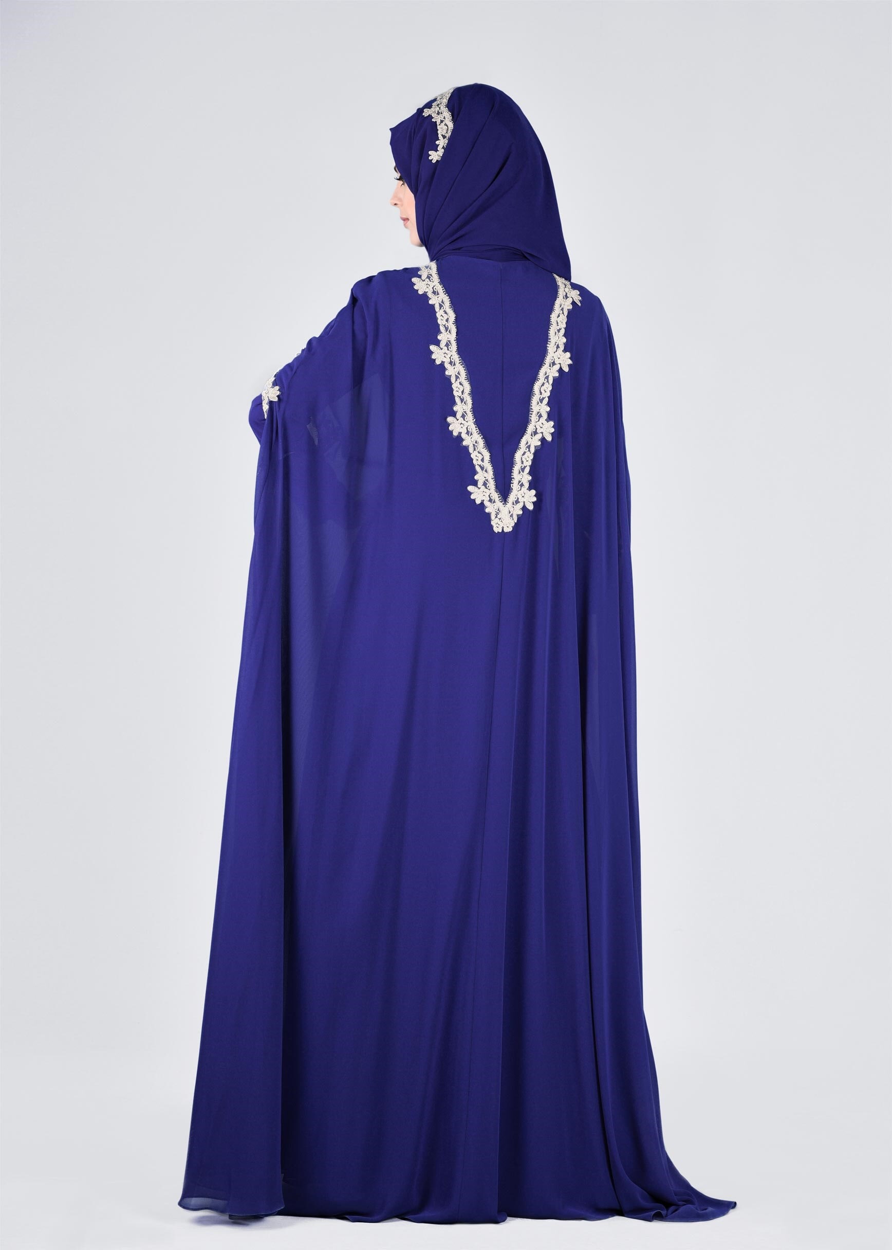 Tesettür giyim LACİVERT 5342 NEW M.ŞİFON 2&prime;Lİ ELBİSELİ ABİYE 38/42 TEK38