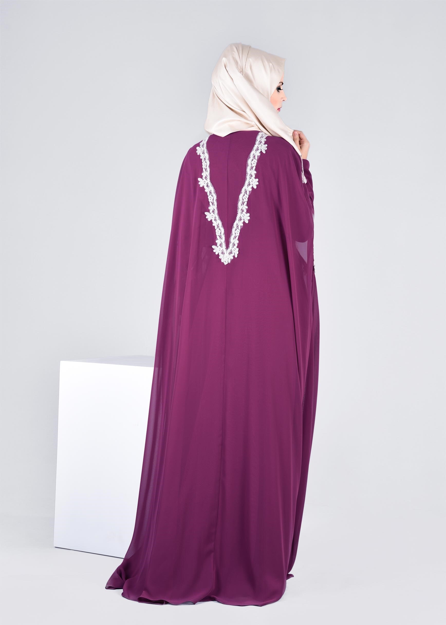 Tesettür giyim MOR 5342 NEW M.ŞİFON 2&prime;Lİ ELBİSELİ ABİYE 38/42 TEK38