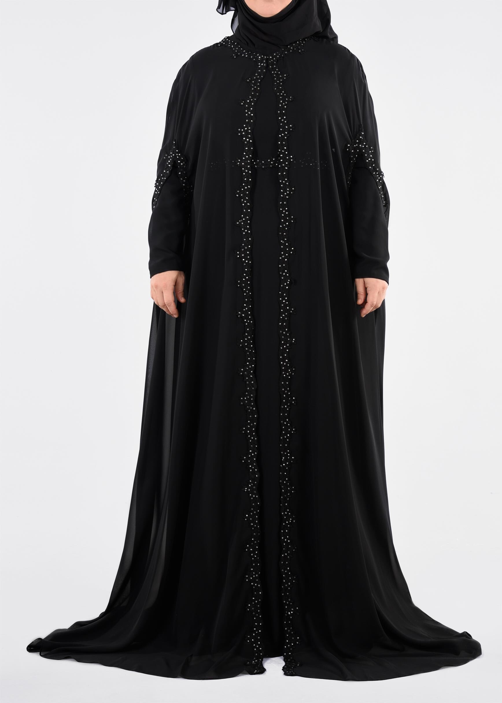 Tesettür giyim SİYAH 5343 NEW MULTİ ŞİFON 2&prime;Lİ ELB.ABİYE 44/46 TEK42