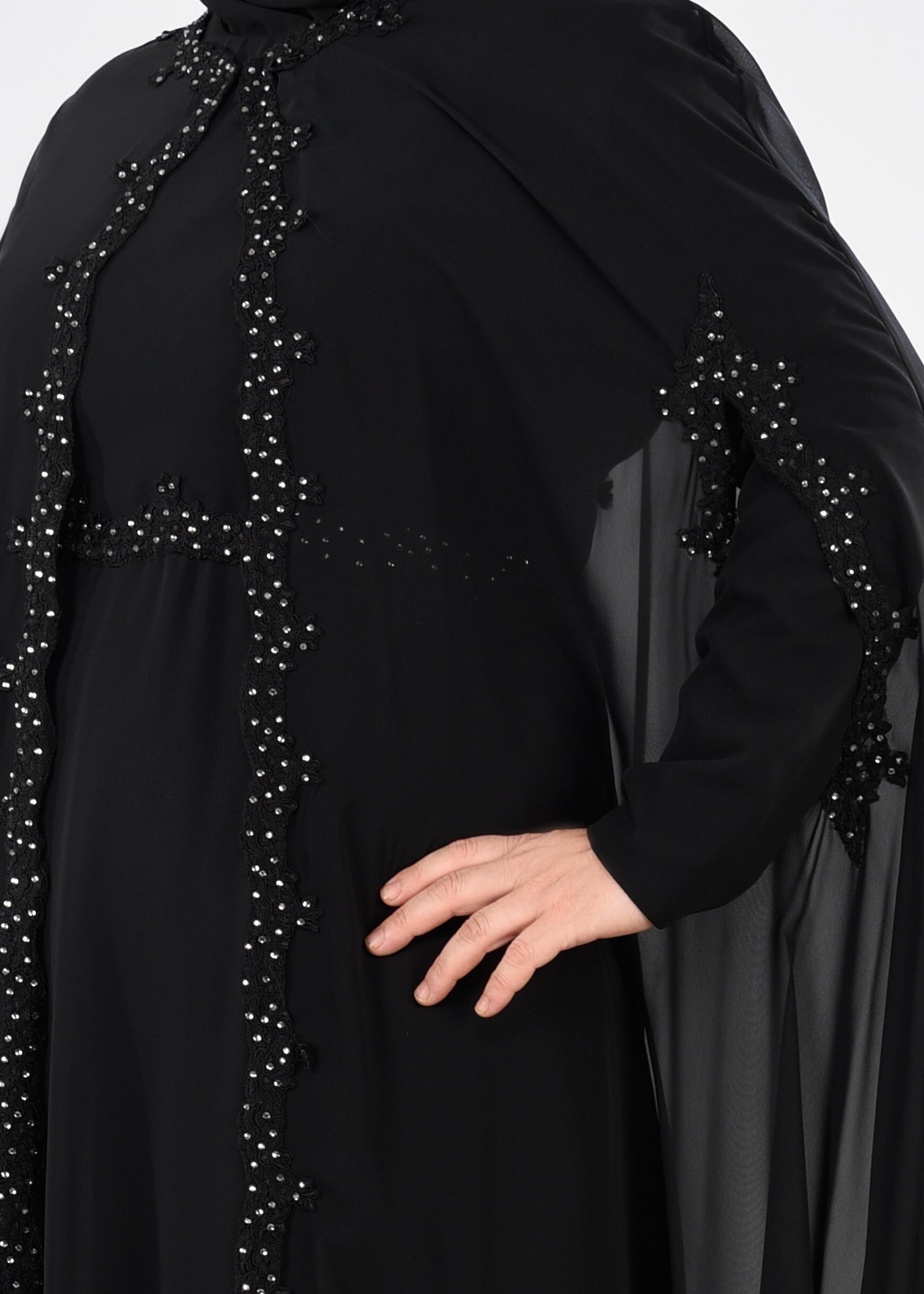 Tesettür giyim SİYAH 5343 NEW MULTİ ŞİFON 2&prime;Lİ ELB.ABİYE 44/46 TEK42