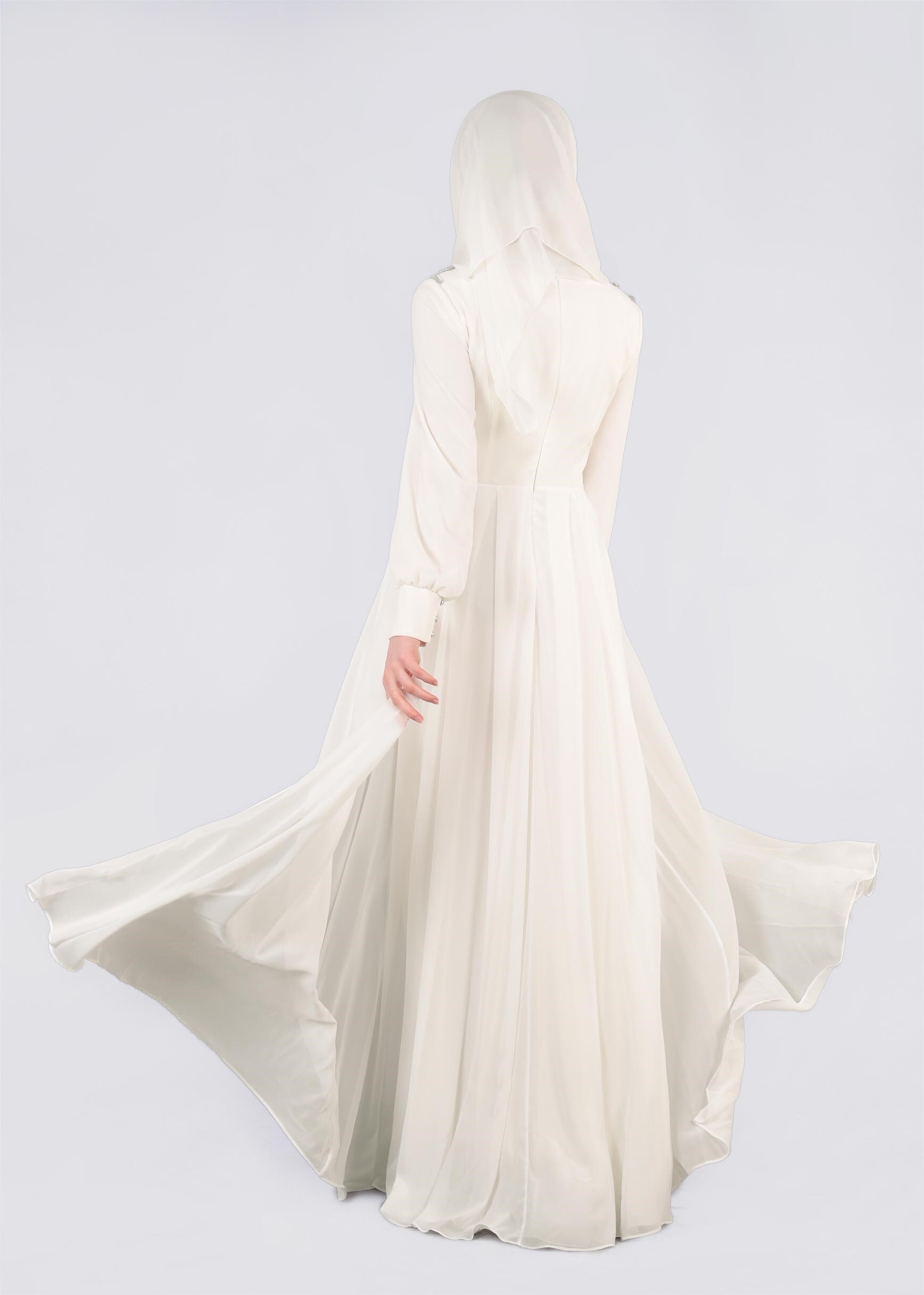 Tesettür giyim BEYAZ 5349 NEW MULTİ ŞİFON ABİYE 38/42 TEK40