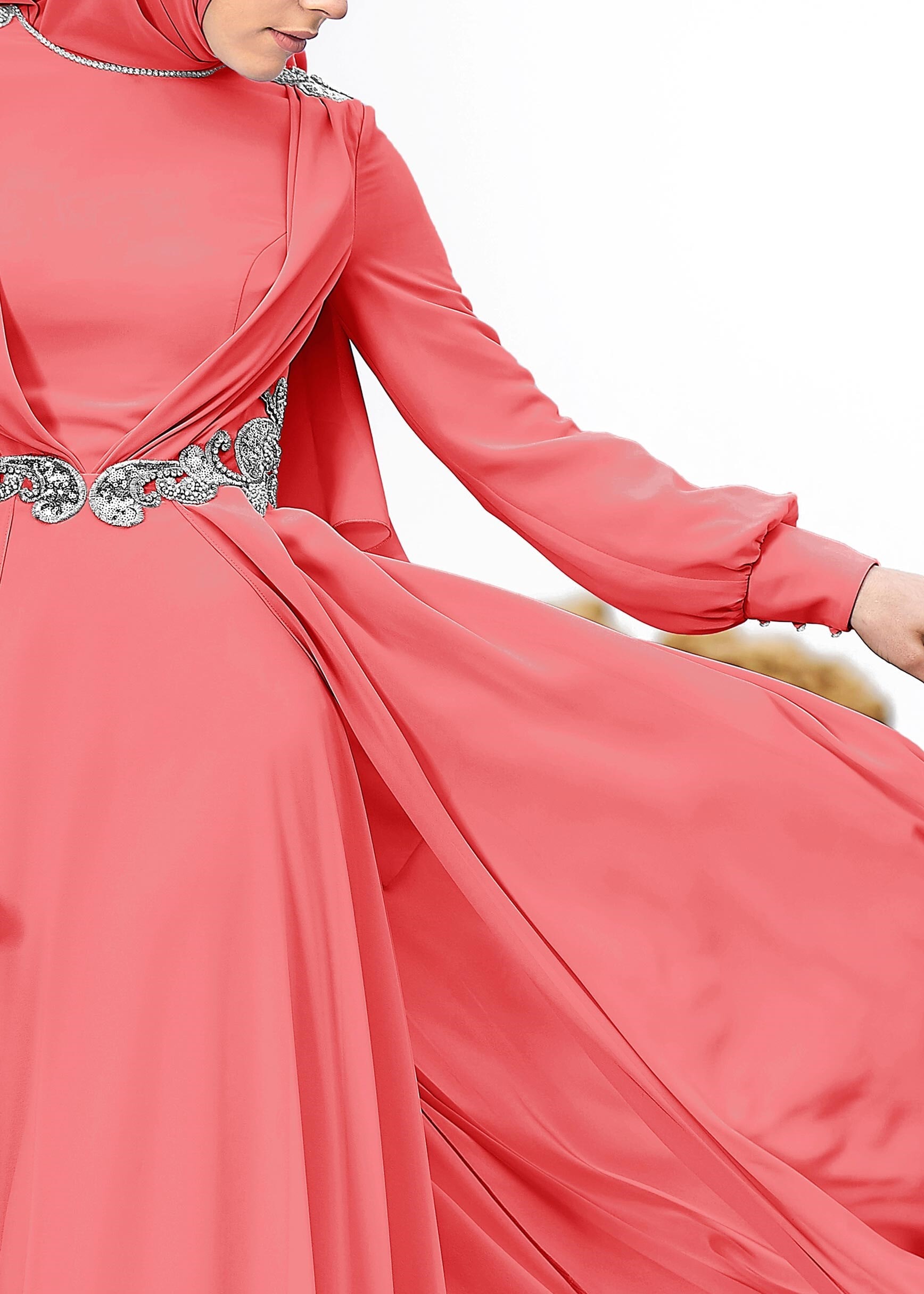 Tesettür giyim MERCAN 5349 NEW MULTİ ŞİFON ABİYE 38/42 TEK40