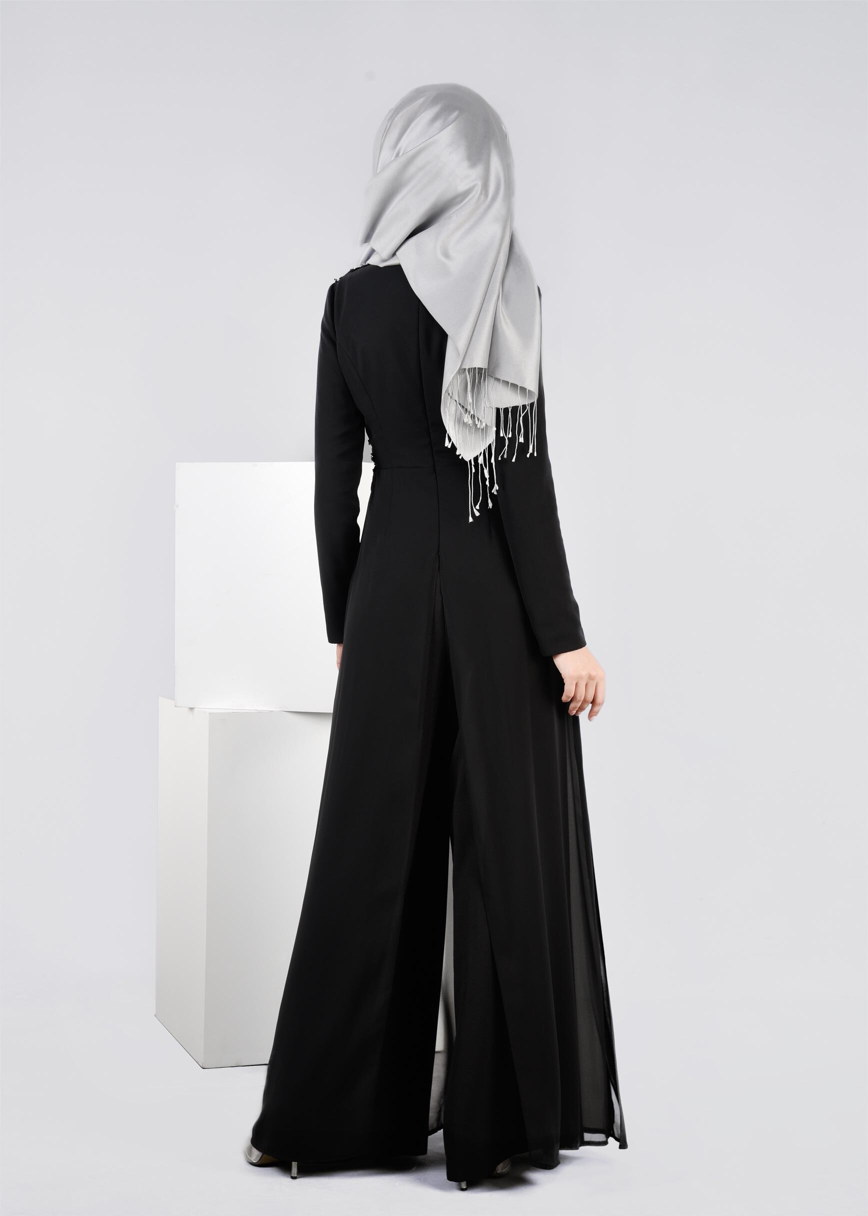 Tesettür giyim SİYAH 5353 CAMİLA 6385 ABİYE TULUM 38/42