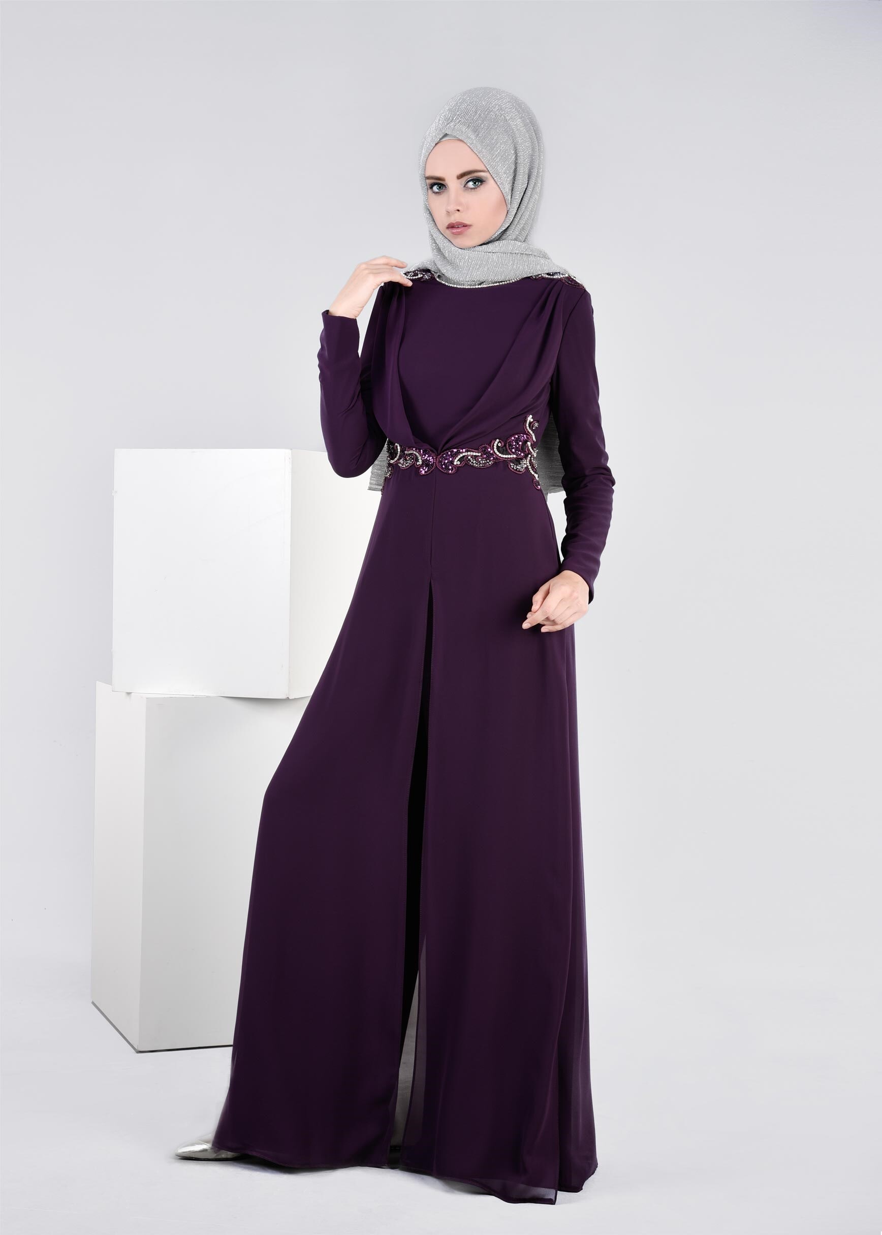 Tesettür giyim MOR 5353 CAMİLA 6385 ABİYE TULUM 38/42