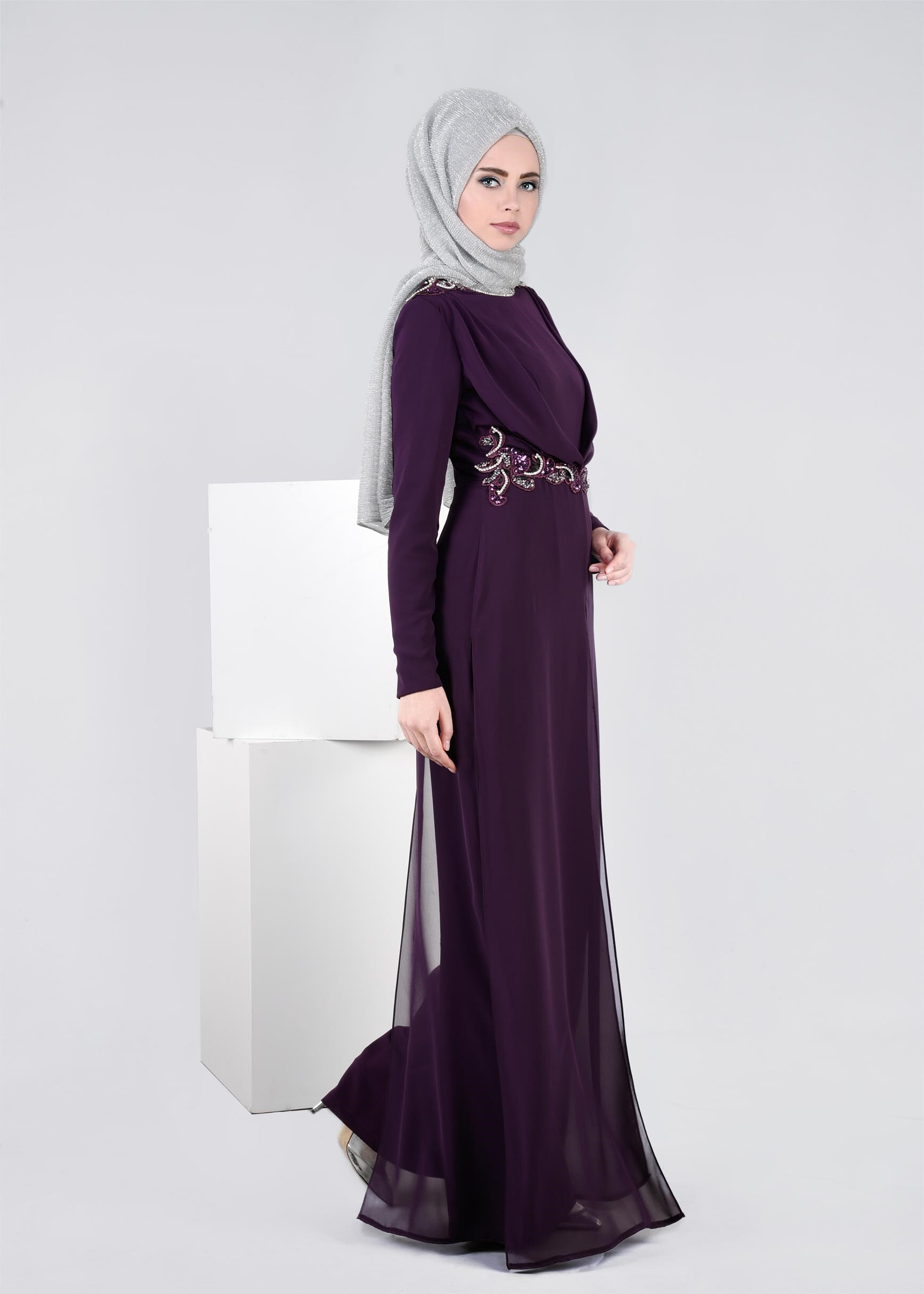 Tesettür giyim MOR 5353 CAMİLA 6385 ABİYE TULUM 38/42