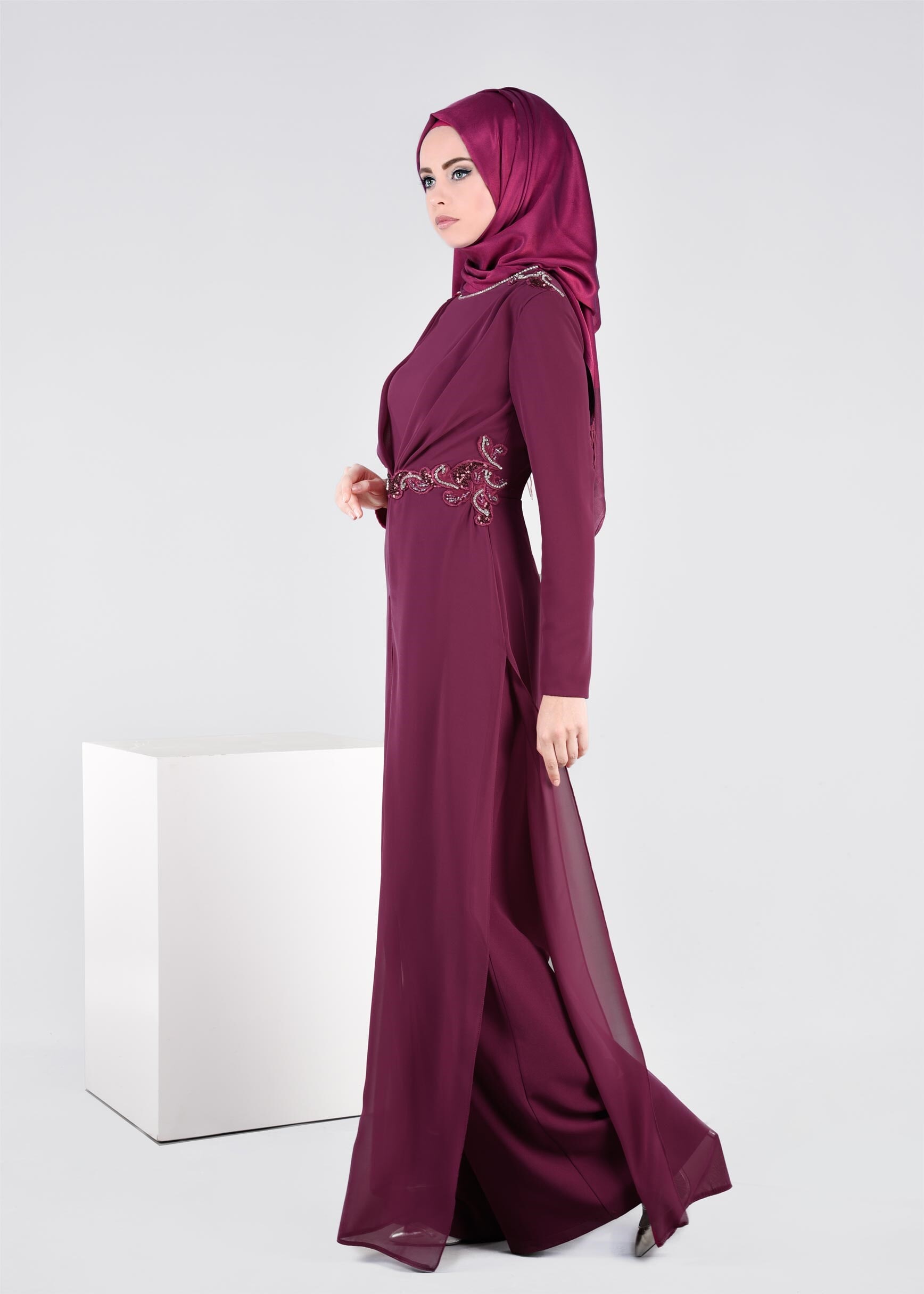 Tesettür giyim MOR 5353 CAMİLA 6385 ABİYE TULUM 38/42