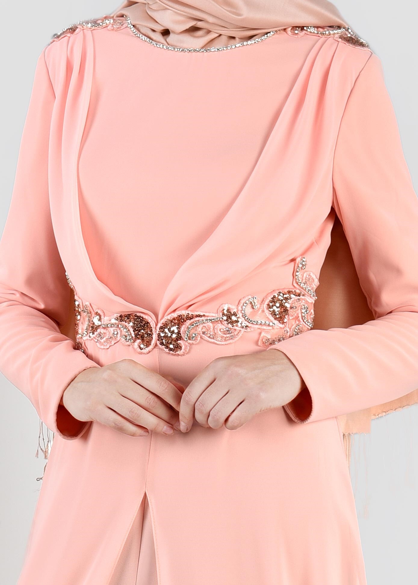 Tesettür giyim PEMBE 5353 CAMİLA 6385 ABİYE TULUM 38/42