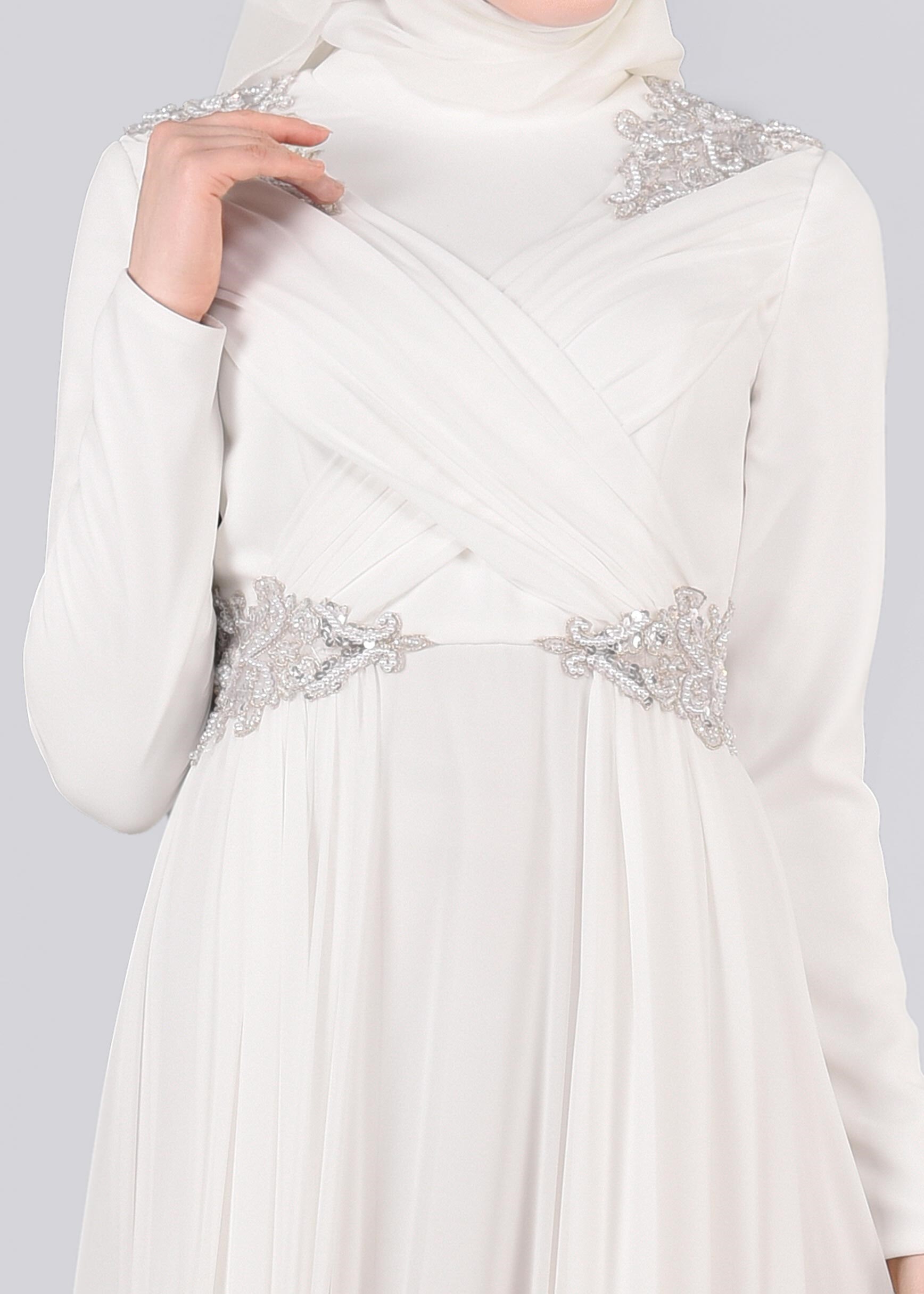 Tesettür giyim BEYAZ 5356 NEW MULTİ ŞİSON ABİYE 38/42 TEK40