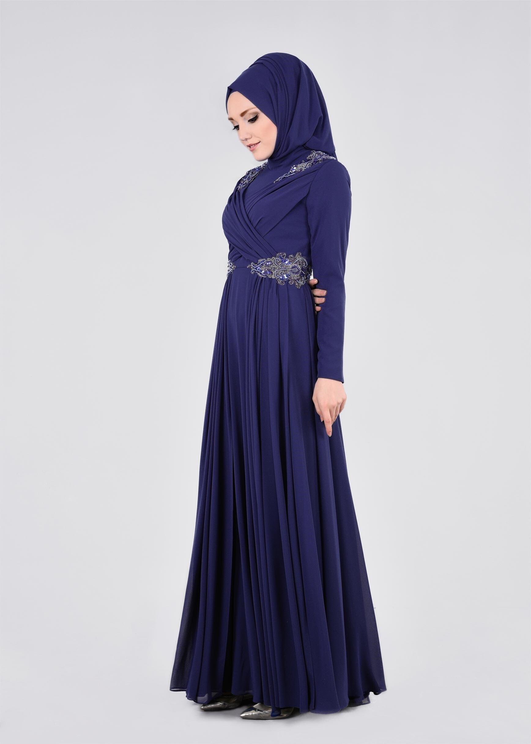 Tesettür giyim LACİVERT 5356 NEW MULTİ ŞİSON ABİYE 38/42 TEK40