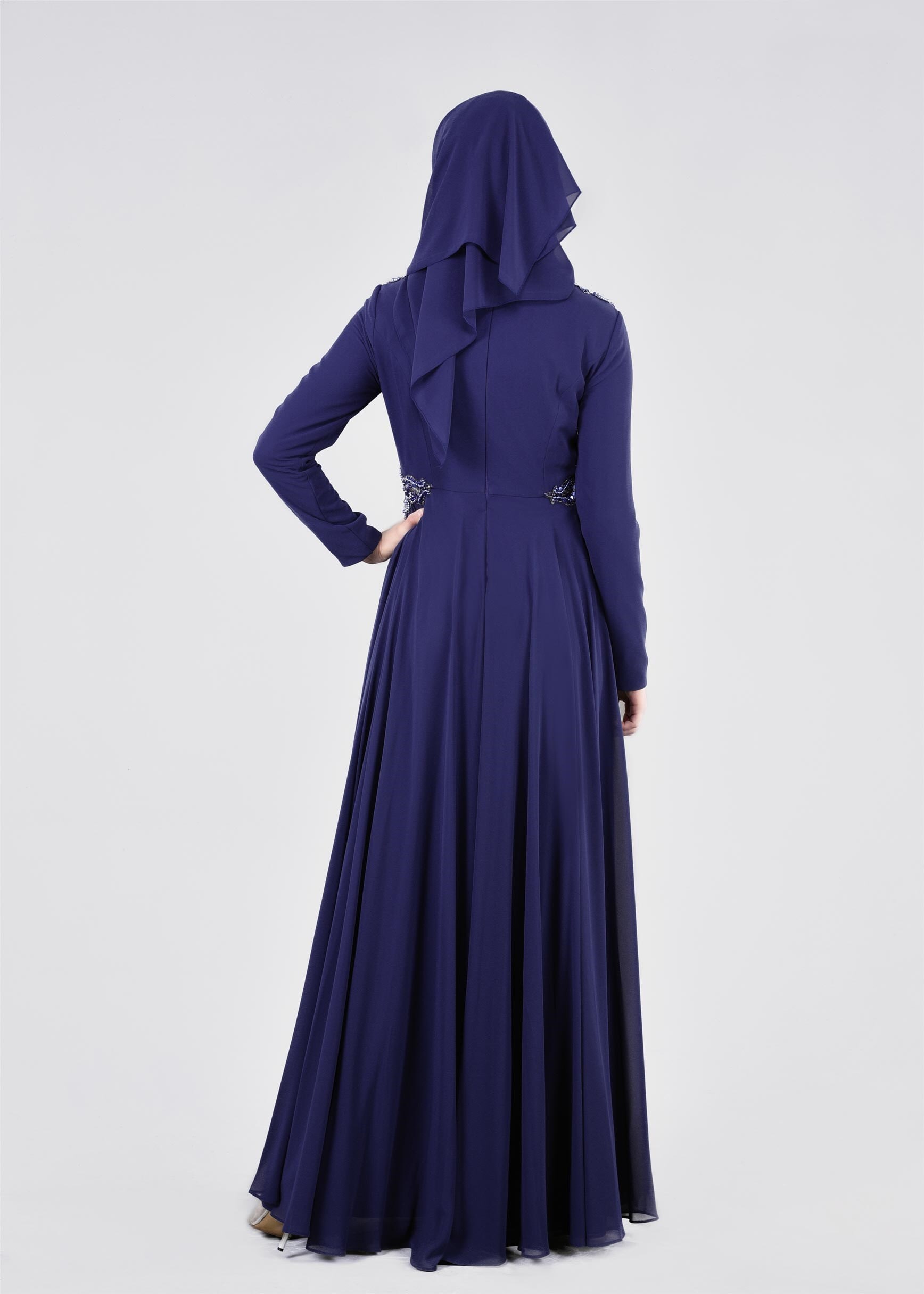 Tesettür giyim LACİVERT 5356 NEW MULTİ ŞİSON ABİYE 38/42 TEK40
