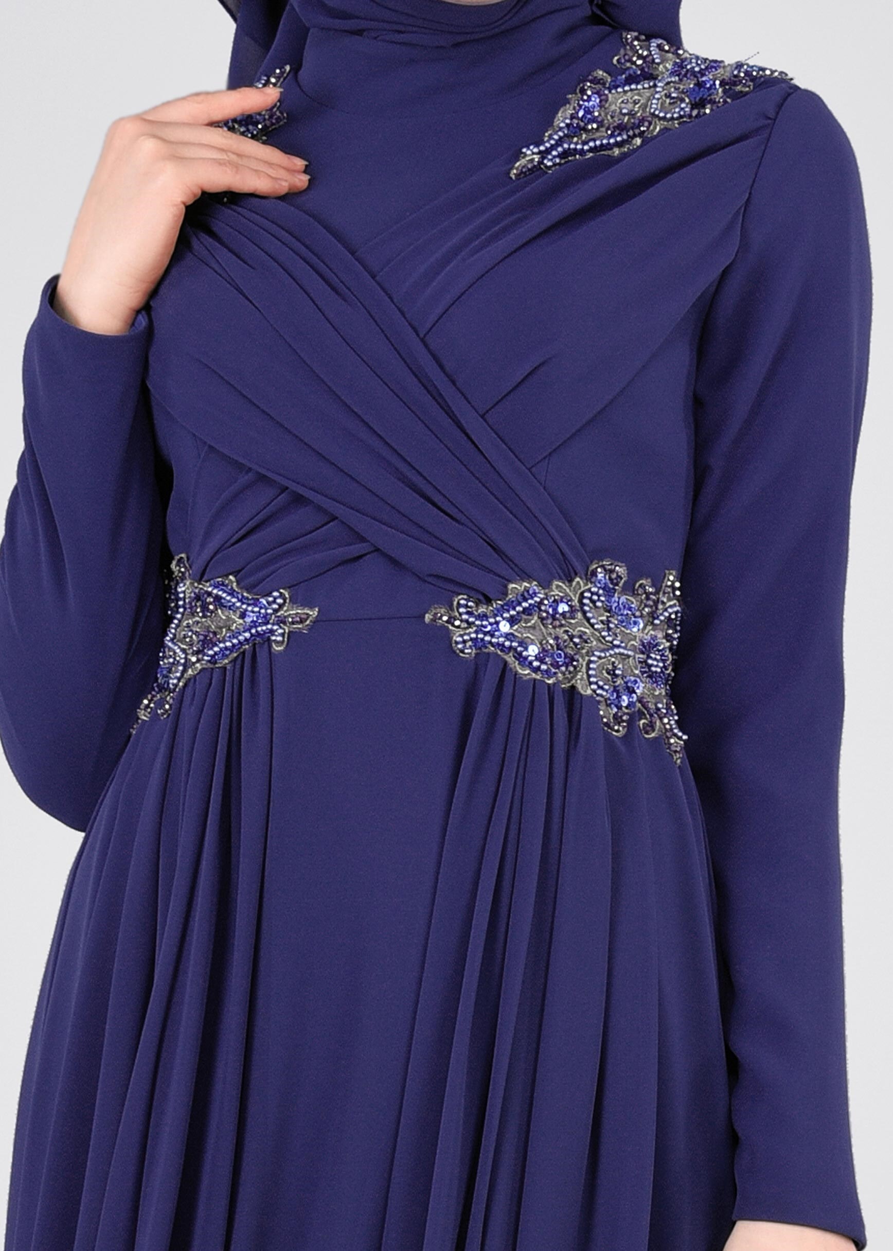 Tesettür giyim LACİVERT 5356 NEW MULTİ ŞİSON ABİYE 38/42 TEK40