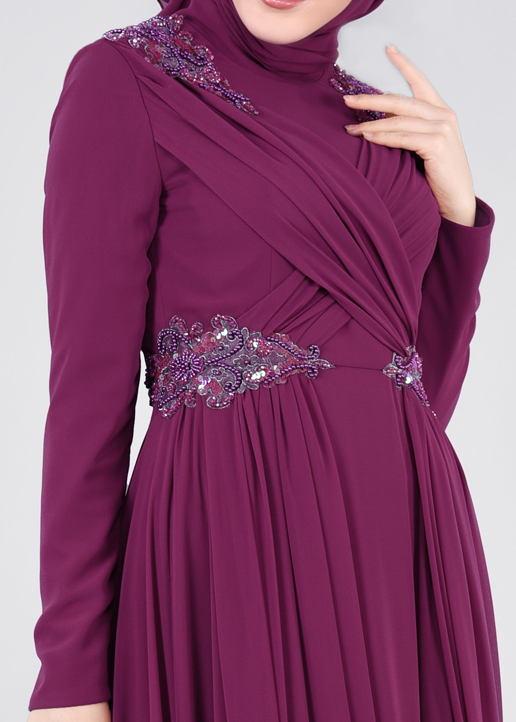 Tesettür giyim MOR 5356 NEW MULTİ ŞİSON ABİYE 38/42 TEK40