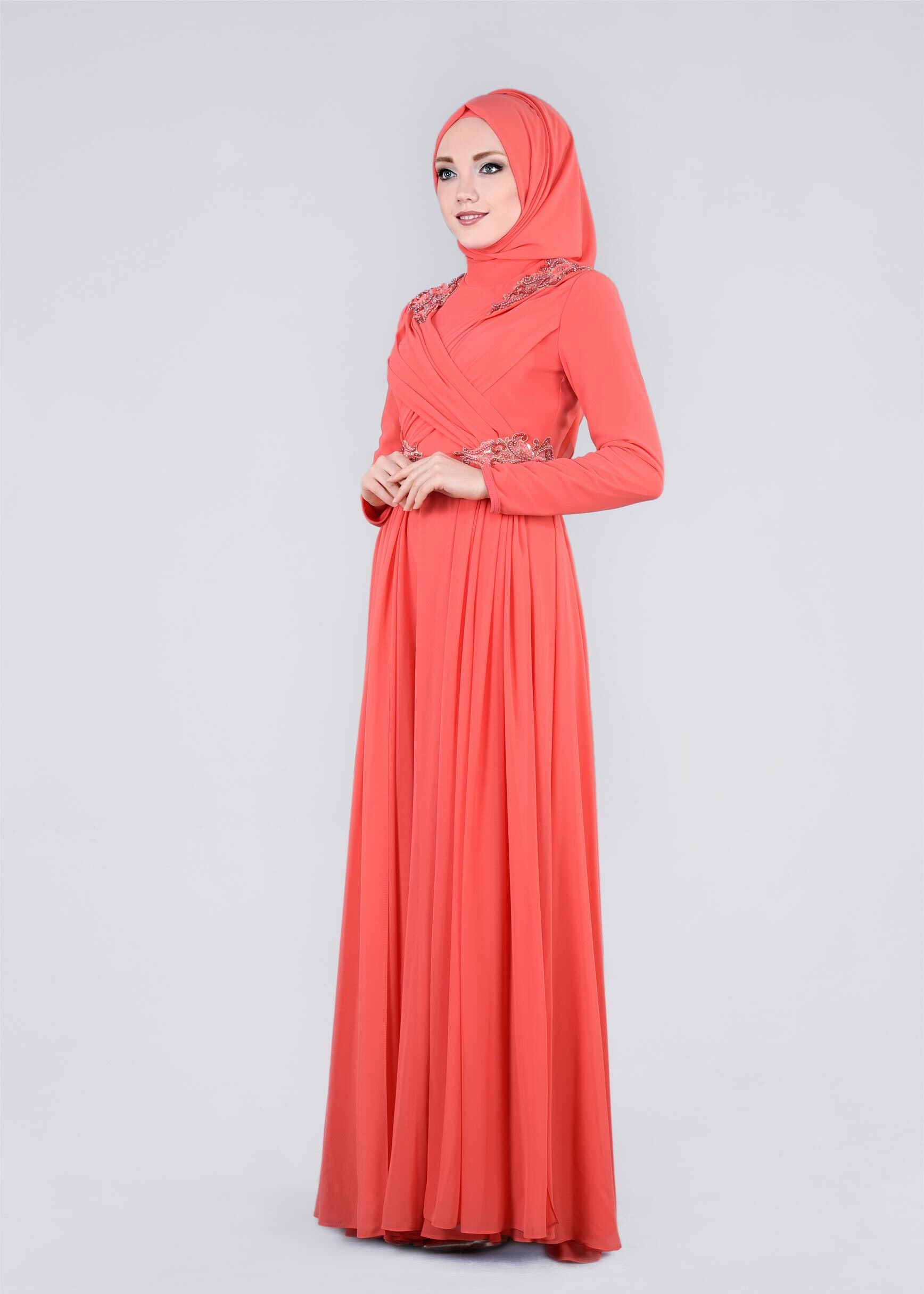 Tesettür giyim MERCAN 5356 NEW MULTİ ŞİSON ABİYE 38/42 TEK40