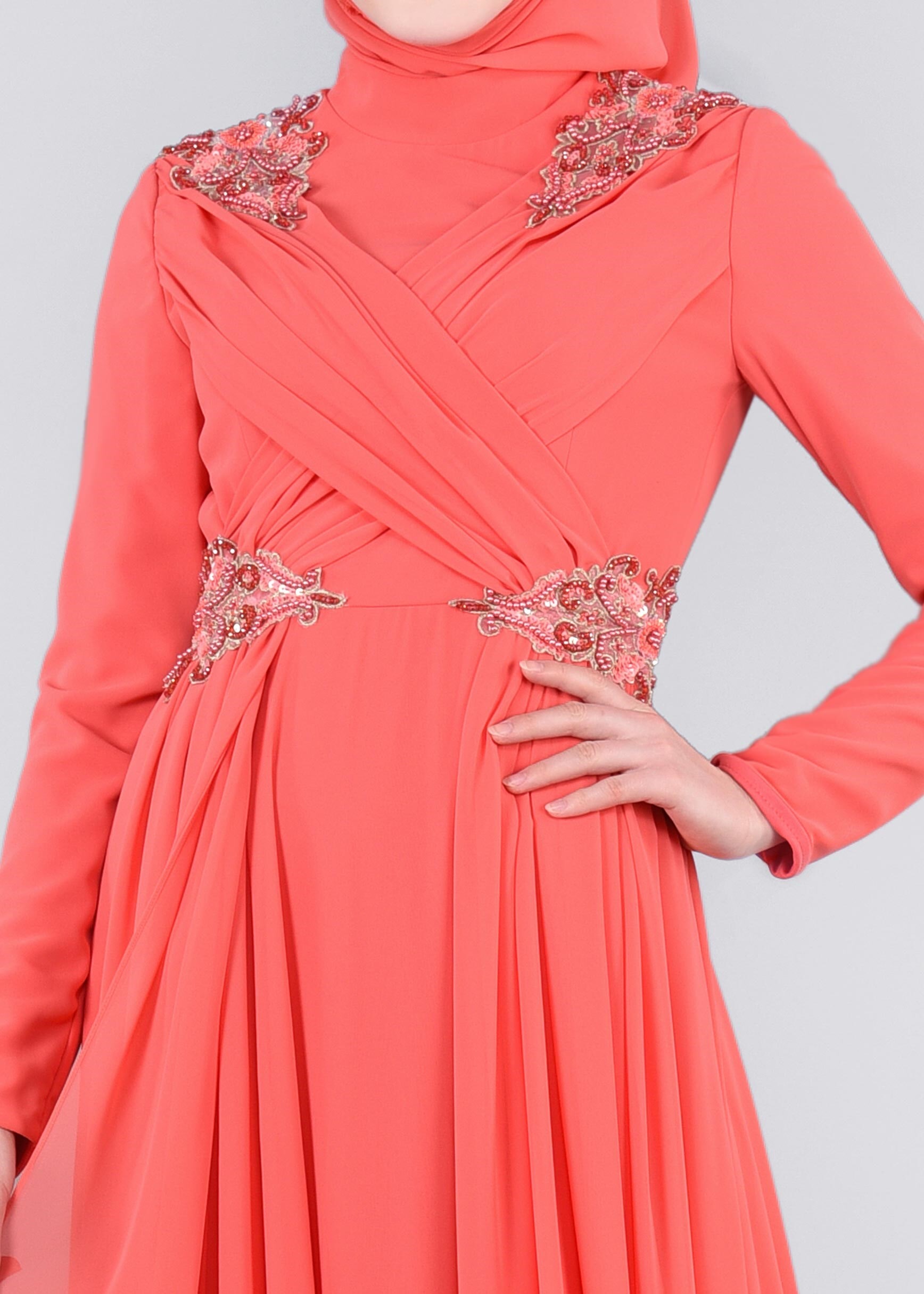 Tesettür giyim MERCAN 5356 NEW MULTİ ŞİSON ABİYE 38/42 TEK40