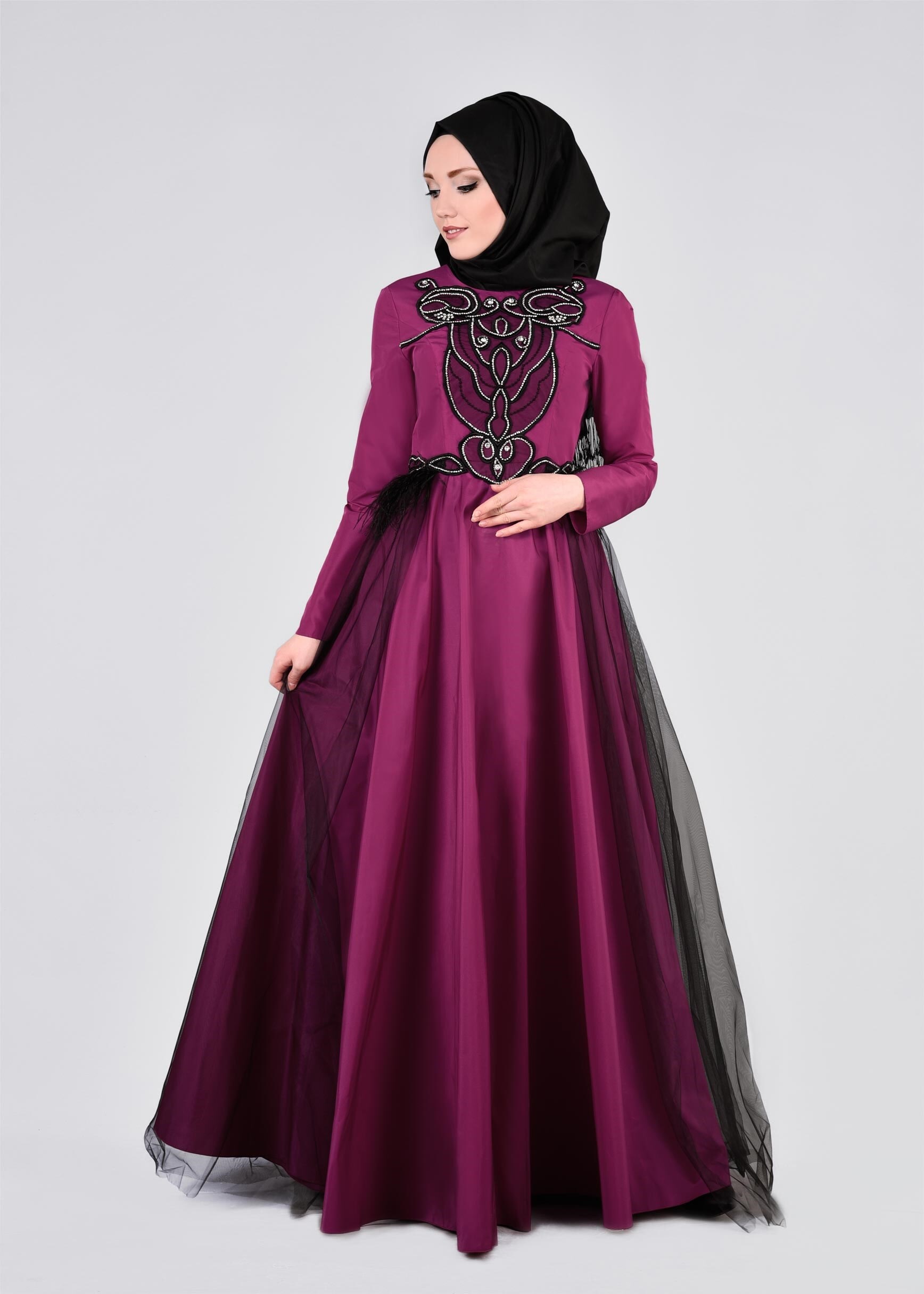 Tesettür giyim FUŞYA 5358 AİSHA ABİYE 38/42 TEK38