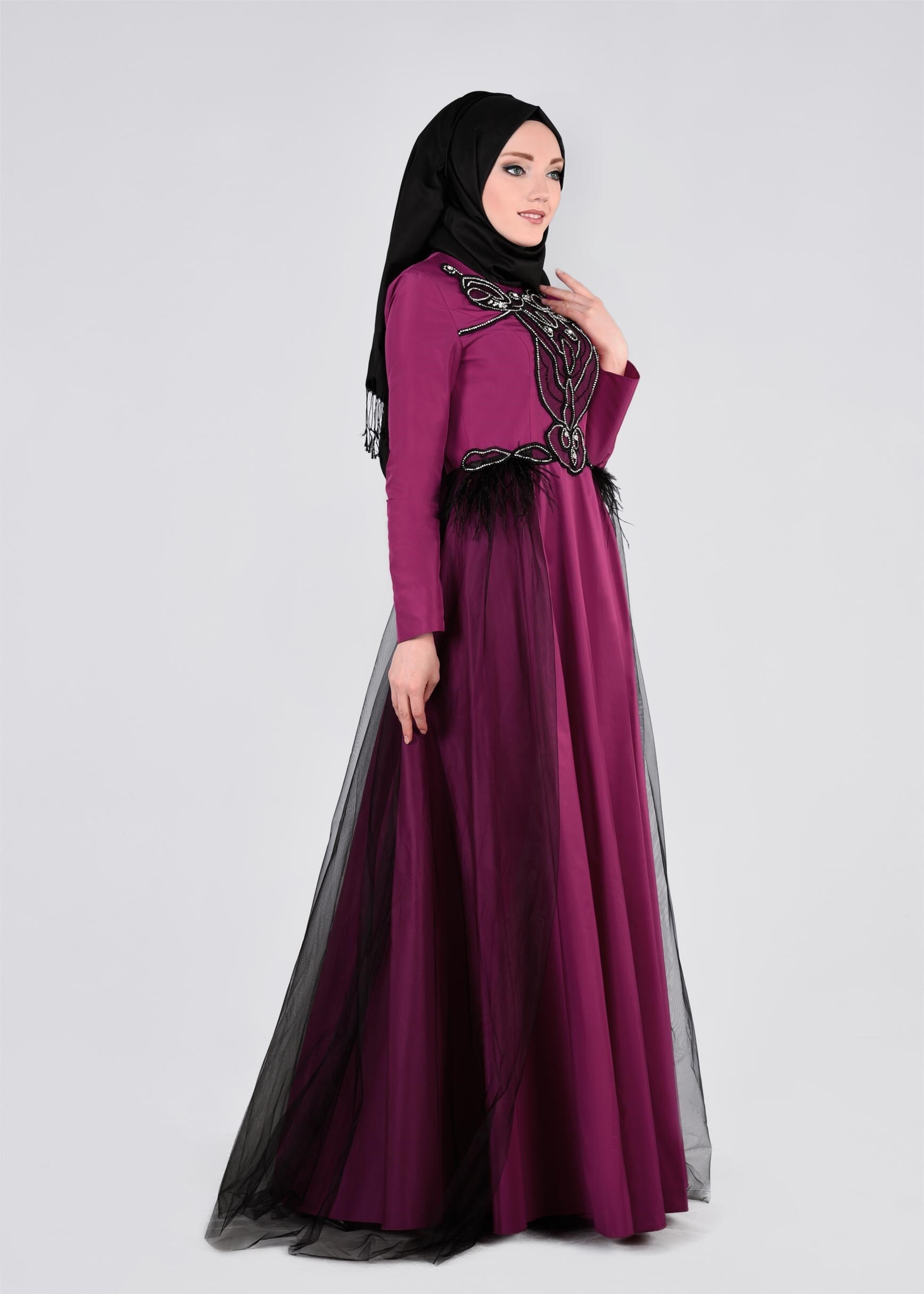 Tesettür giyim FUŞYA 5358 AİSHA ABİYE 38/42 TEK38