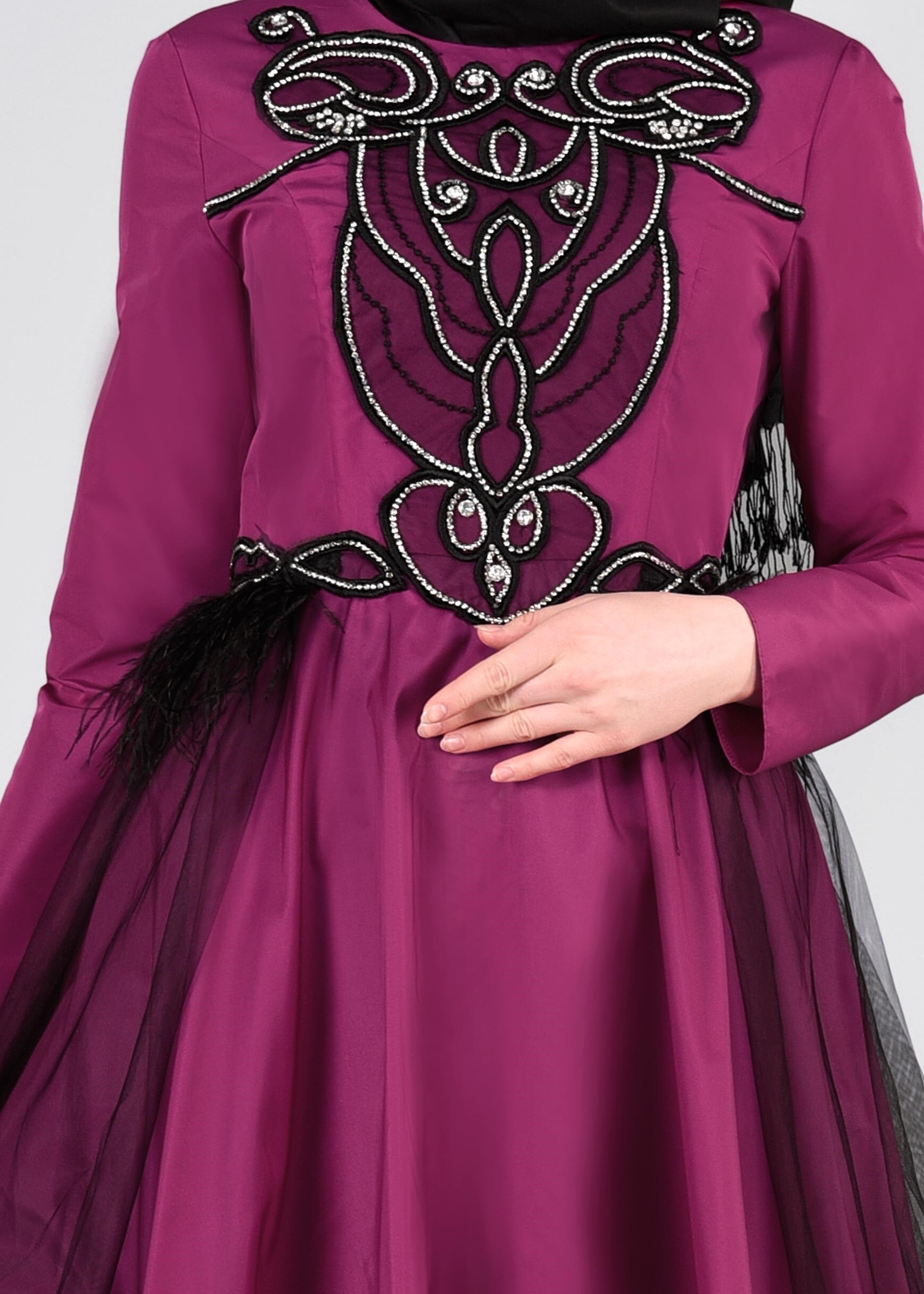 Tesettür giyim FUŞYA 5358 AİSHA ABİYE 38/42 TEK38