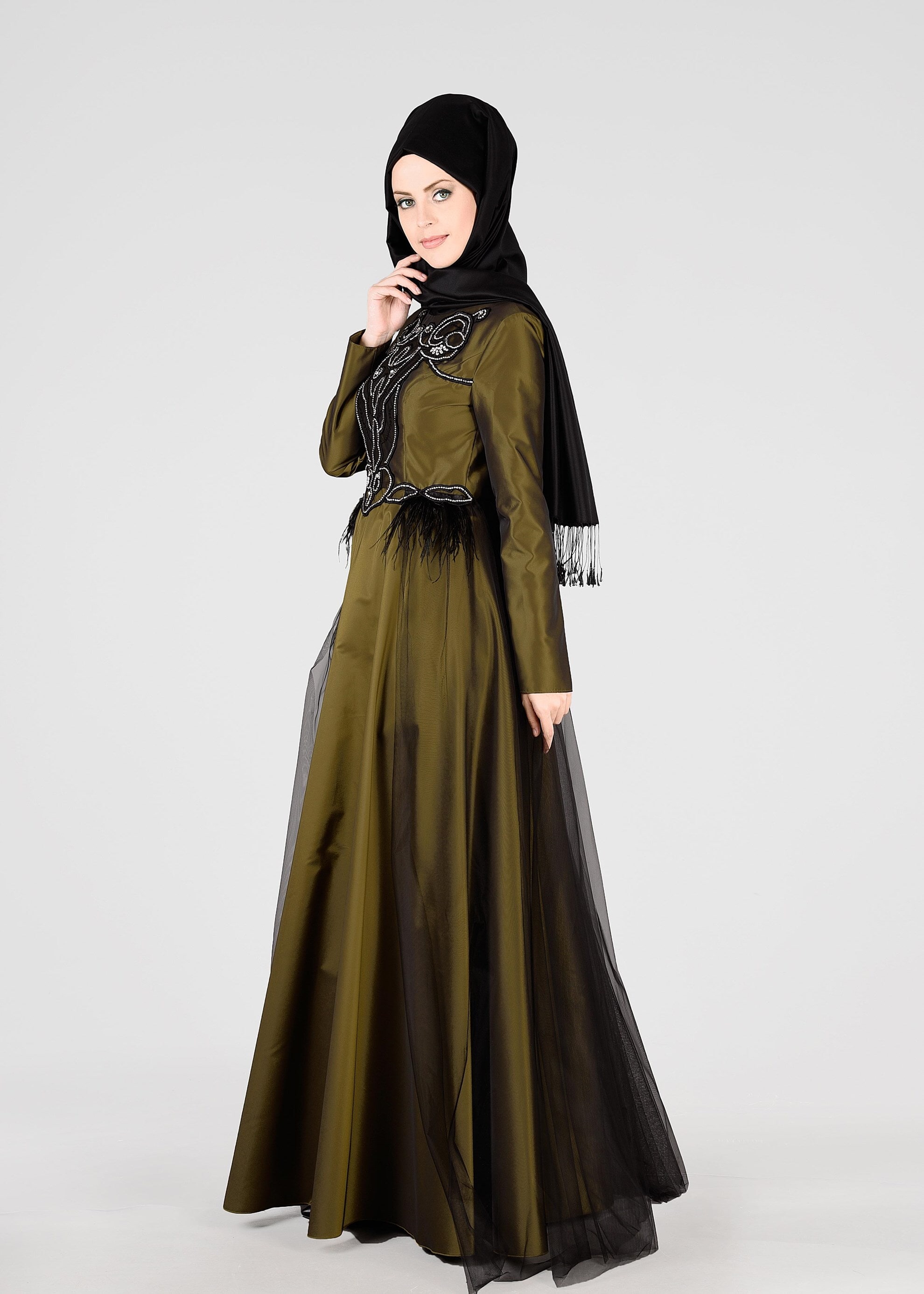 Tesettür giyim ALTIN 5358 AİSHA ABİYE 38/42 TEK38