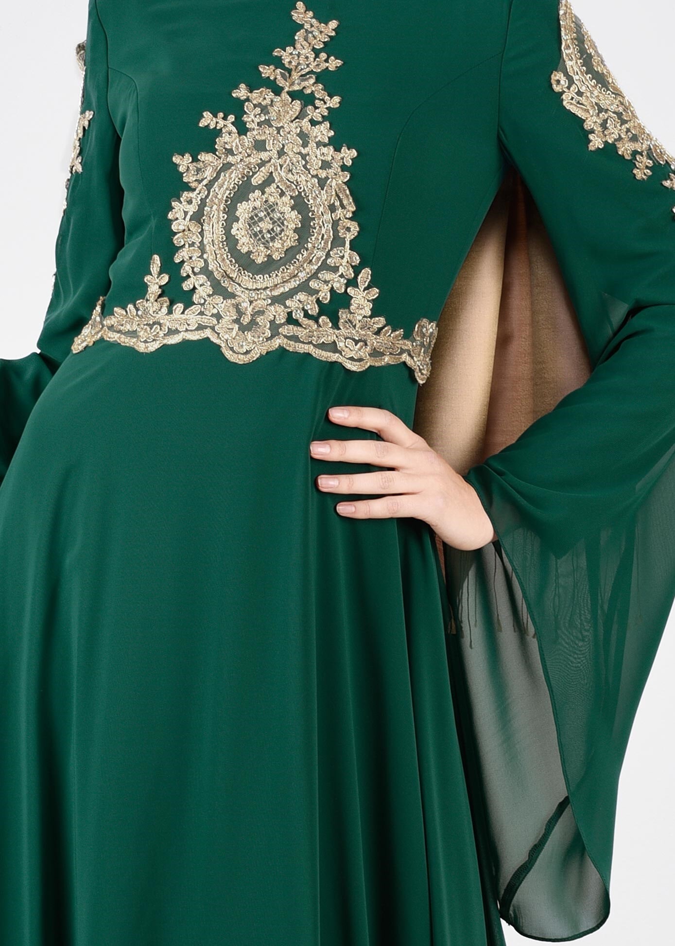 Tesettür giyim YEŞİL 5365 NEW MULTİ ŞİFON ABİYE 38/44 TEK40