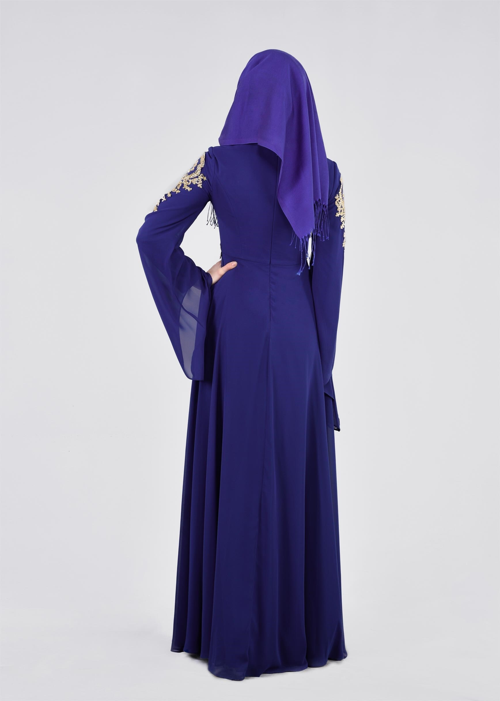 Tesettür giyim LACİVERT 5365 NEW MULTİ ŞİFON ABİYE 38/44 TEK40