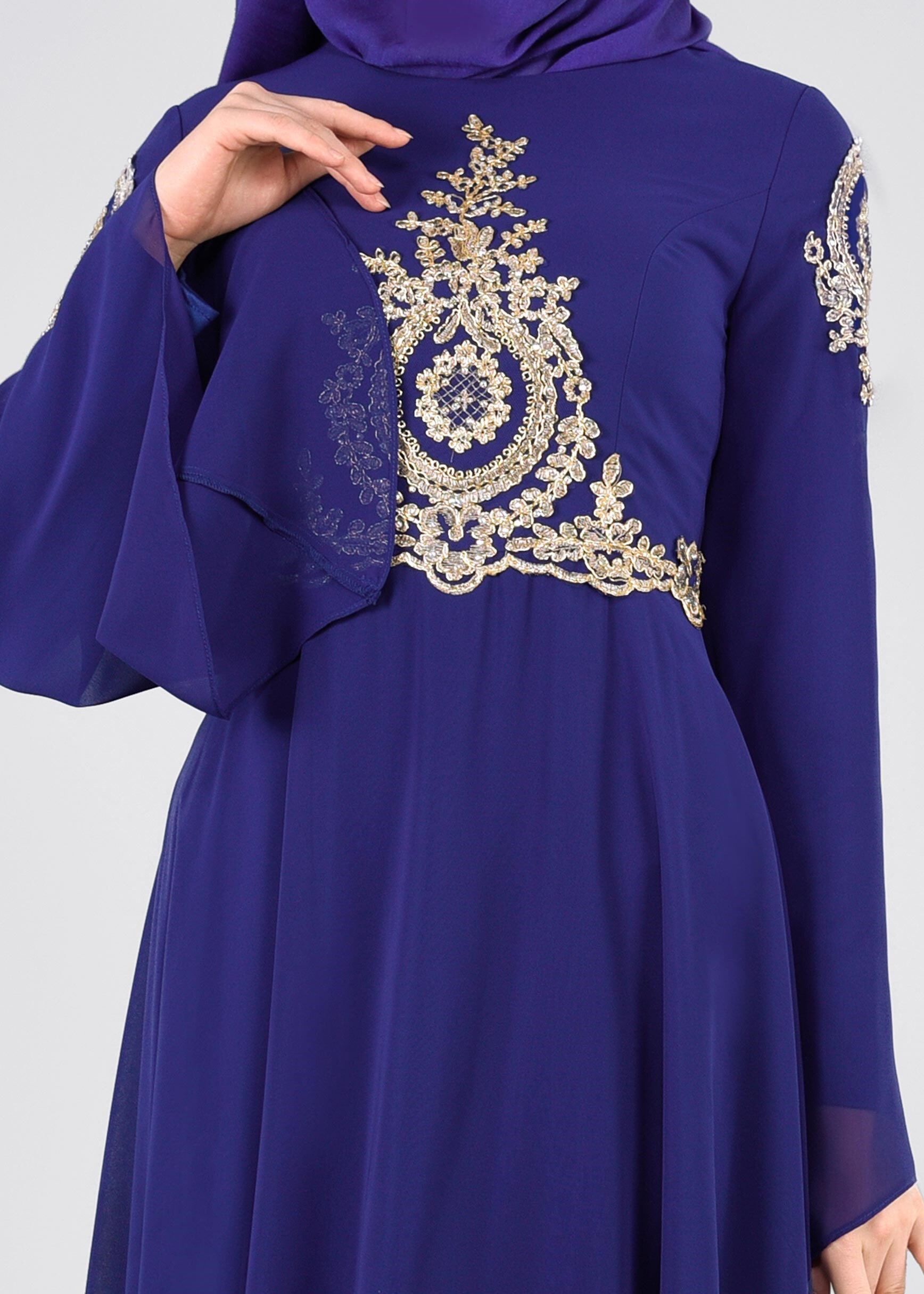 Tesettür giyim LACİVERT 5365 NEW MULTİ ŞİFON ABİYE 38/44 TEK40