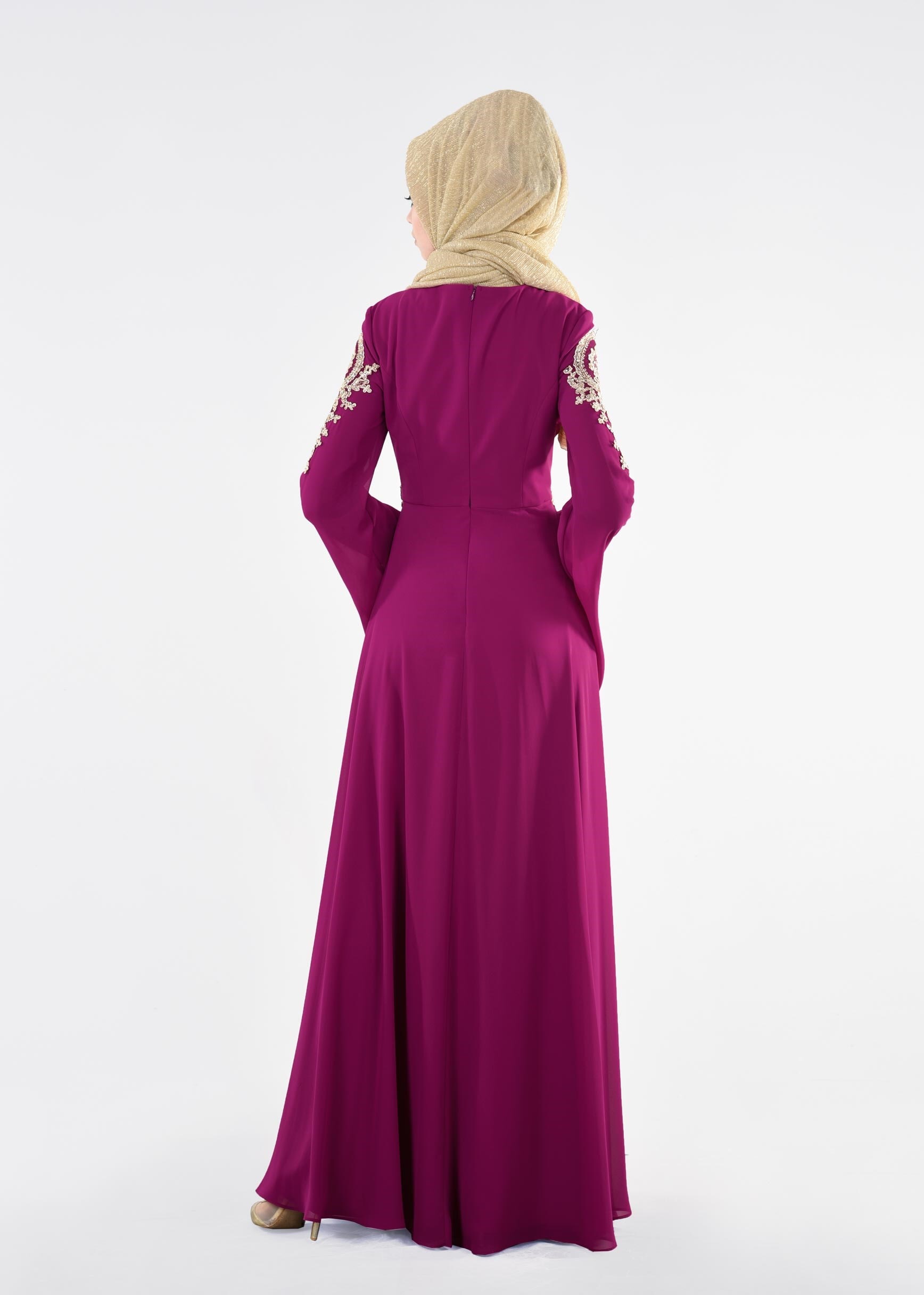 Tesettür giyim MOR 5365 NEW MULTİ ŞİFON ABİYE 38/44 TEK40