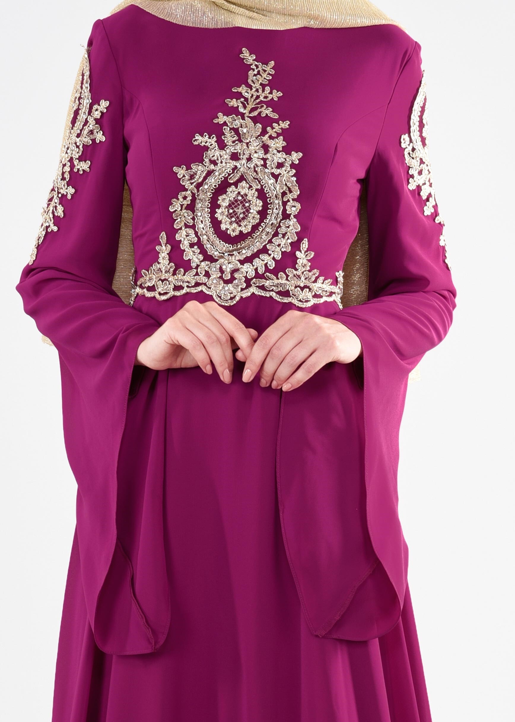 Tesettür giyim MOR 5365 NEW MULTİ ŞİFON ABİYE 38/44 TEK40