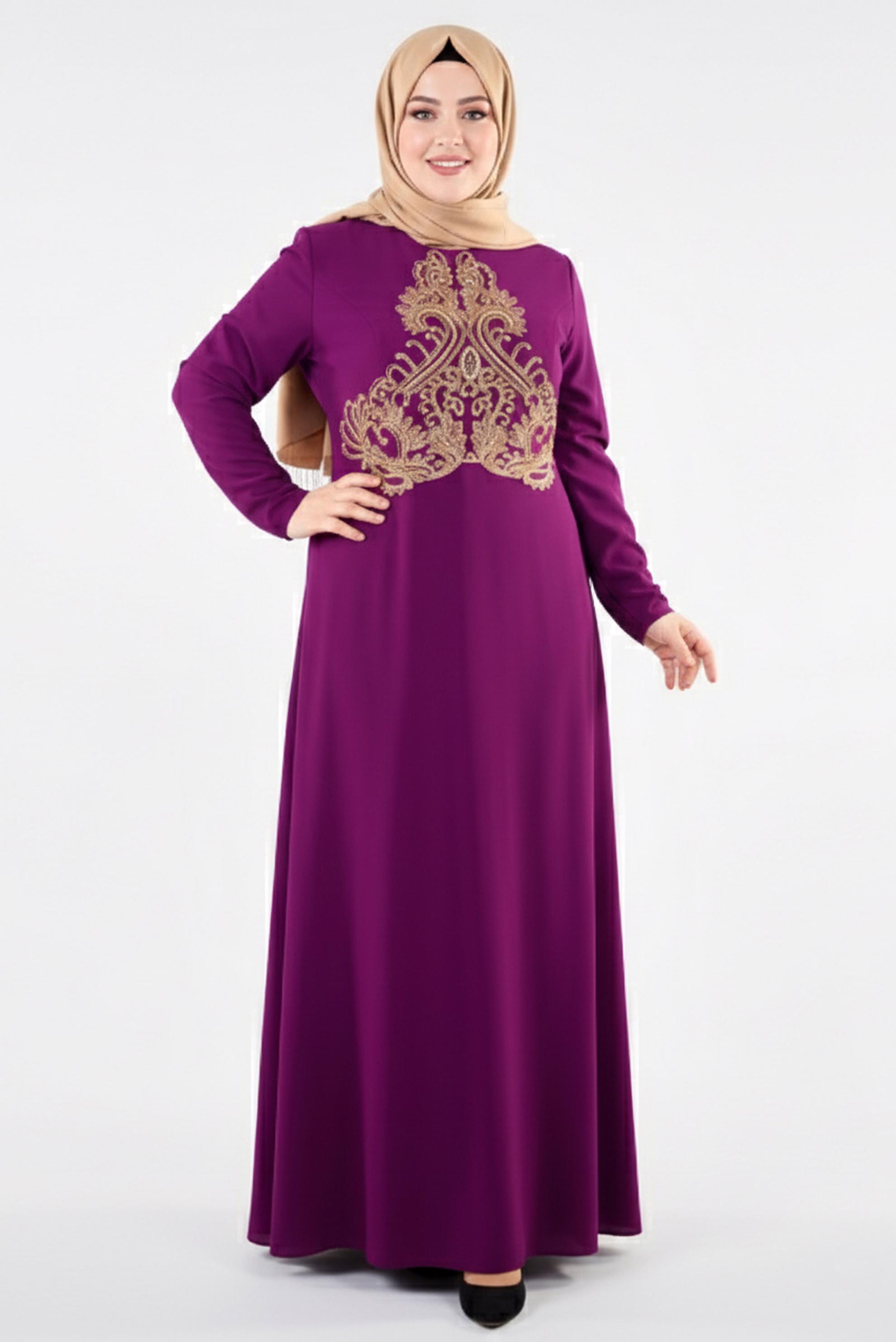 Tesettür giyim MÜRDÜM DESENLİ ABİYE ELBİSE 5367