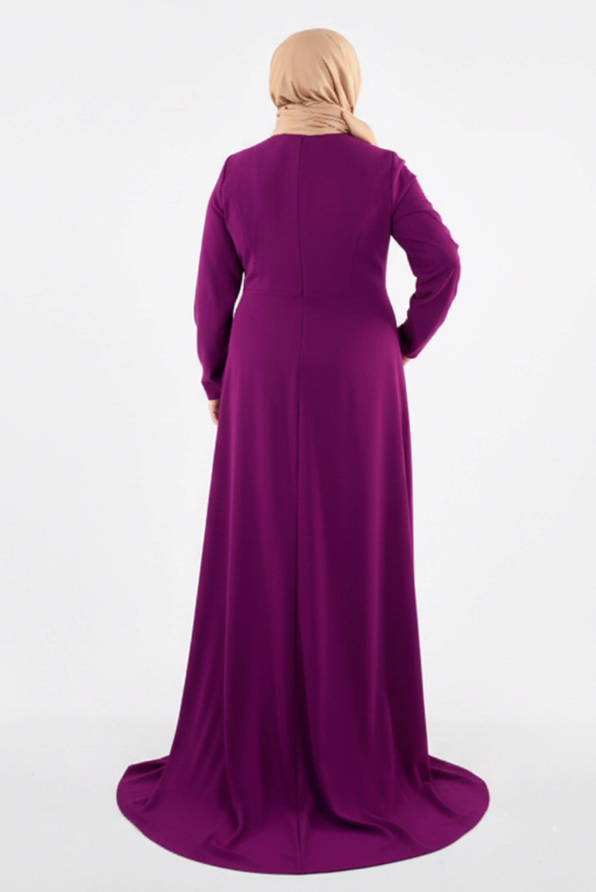 Tesettür giyim MÜRDÜM DESENLİ ABİYE ELBİSE 5367