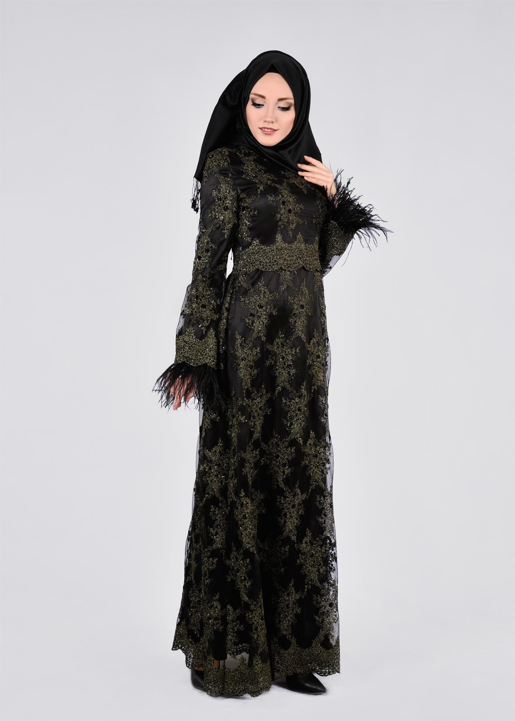 Tesettür giyim SİYAH 5369 BRODE 3303 ABİYE 38/44 TEK40