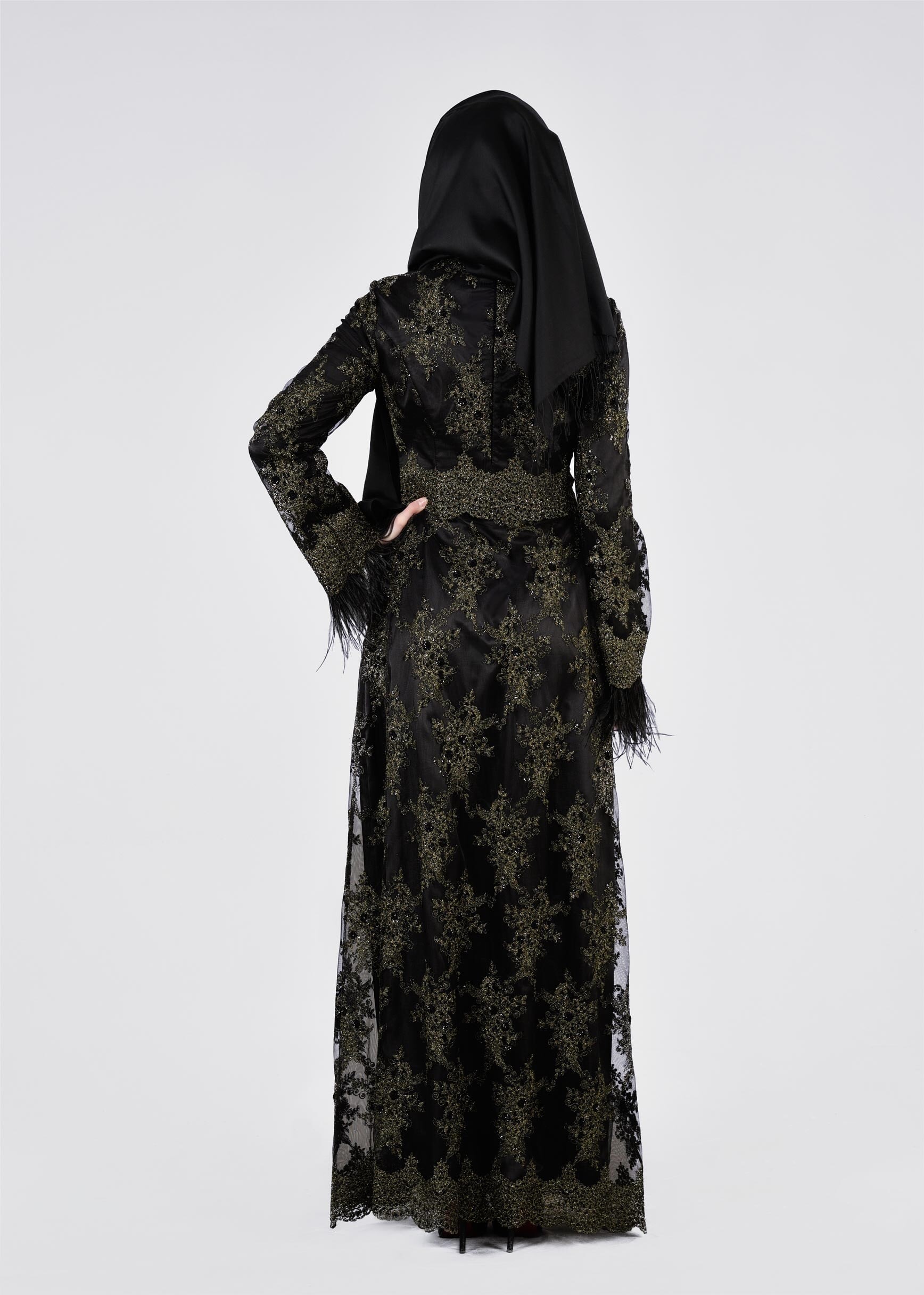 Tesettür giyim SİYAH 5369 BRODE 3303 ABİYE 38/44 TEK40