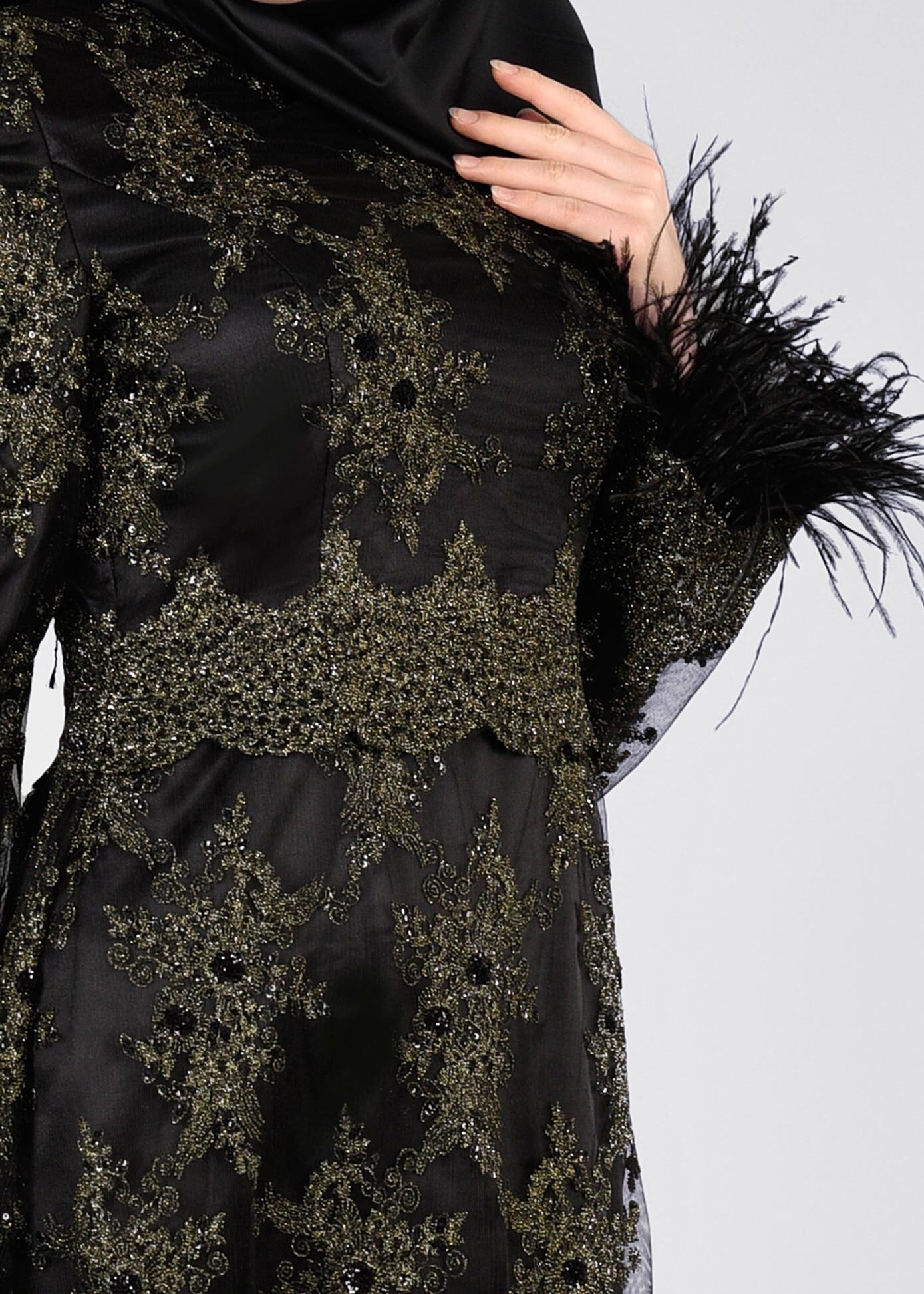 Tesettür giyim SİYAH 5369 BRODE 3303 ABİYE 38/44 TEK40